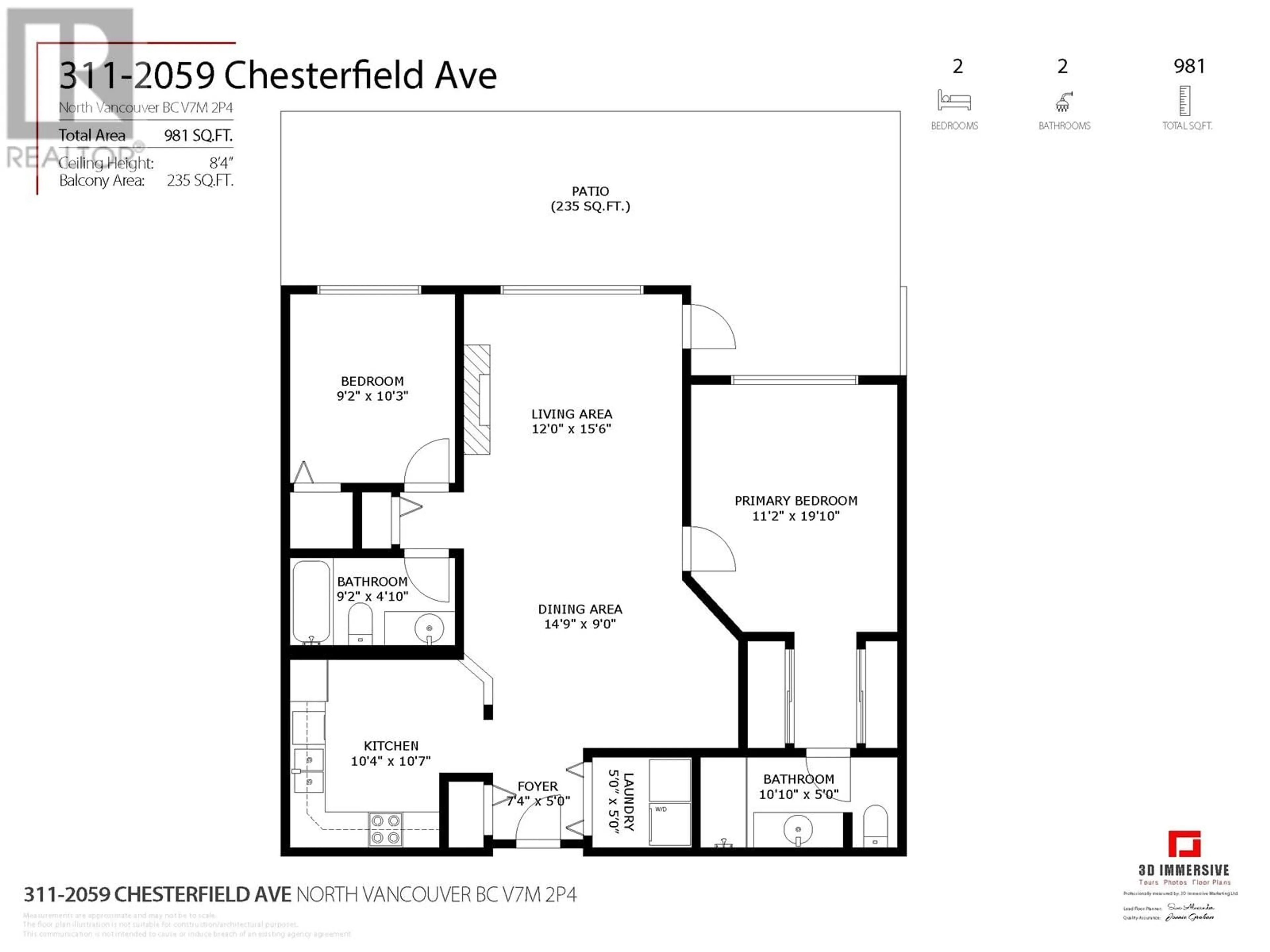 Floor plan for 311 2059 CHESTERFIELD AVENUE, North Vancouver British Columbia V7M2P4