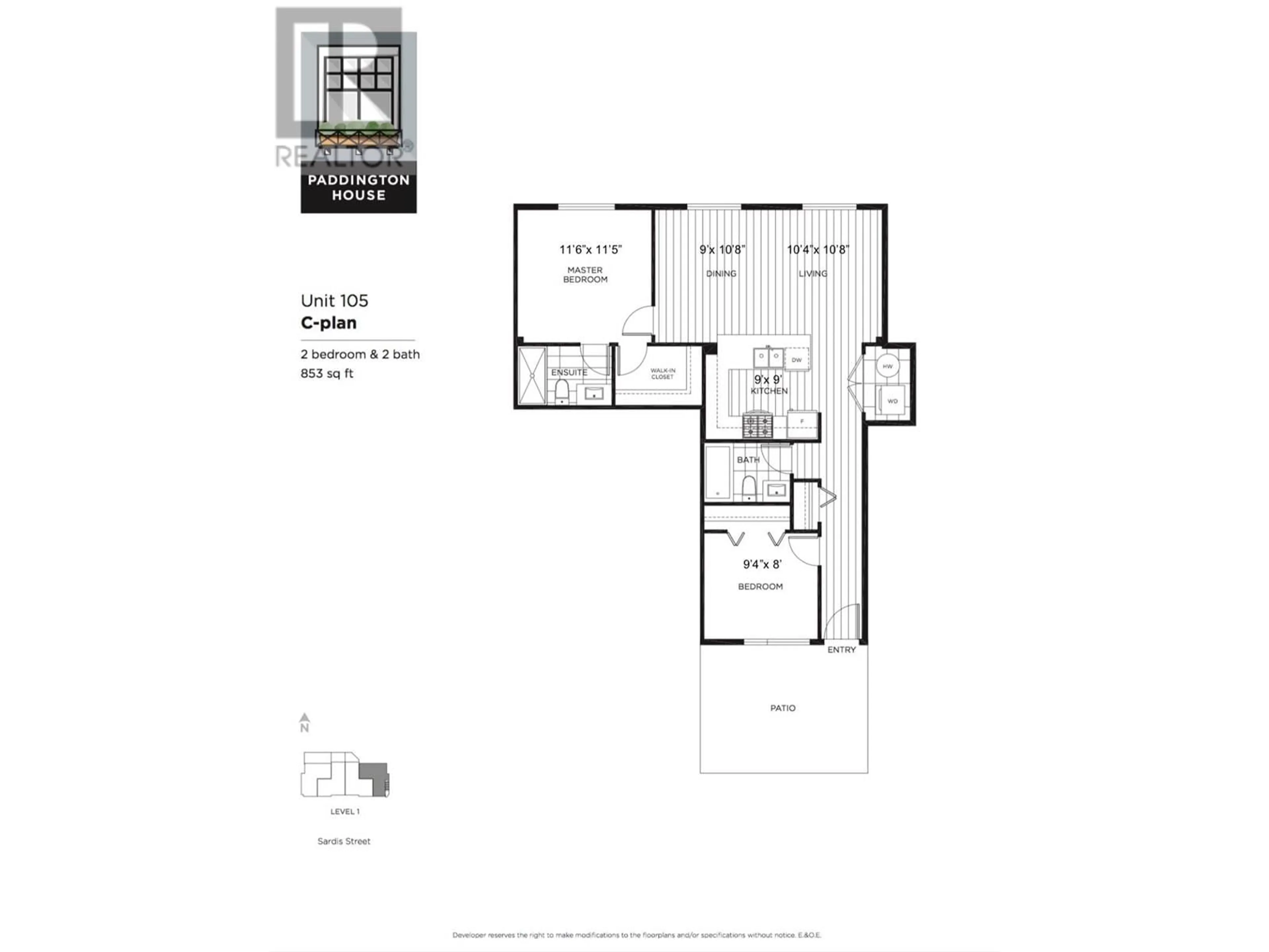 Floor plan for 105 4135 SARDIS STREET, Burnaby British Columbia V5H1K3