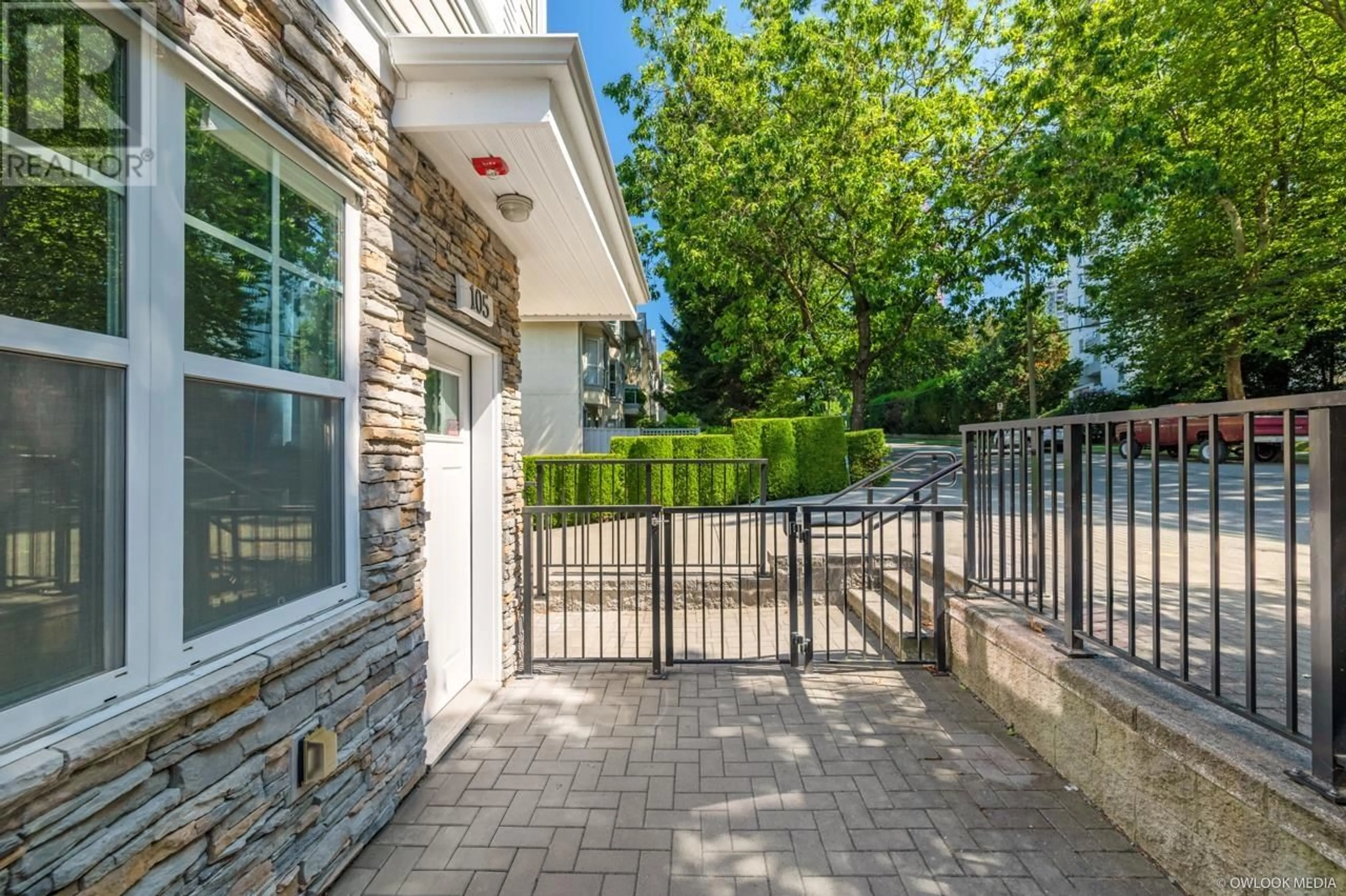 Patio, the fenced backyard for 105 4135 SARDIS STREET, Burnaby British Columbia V5H1K3