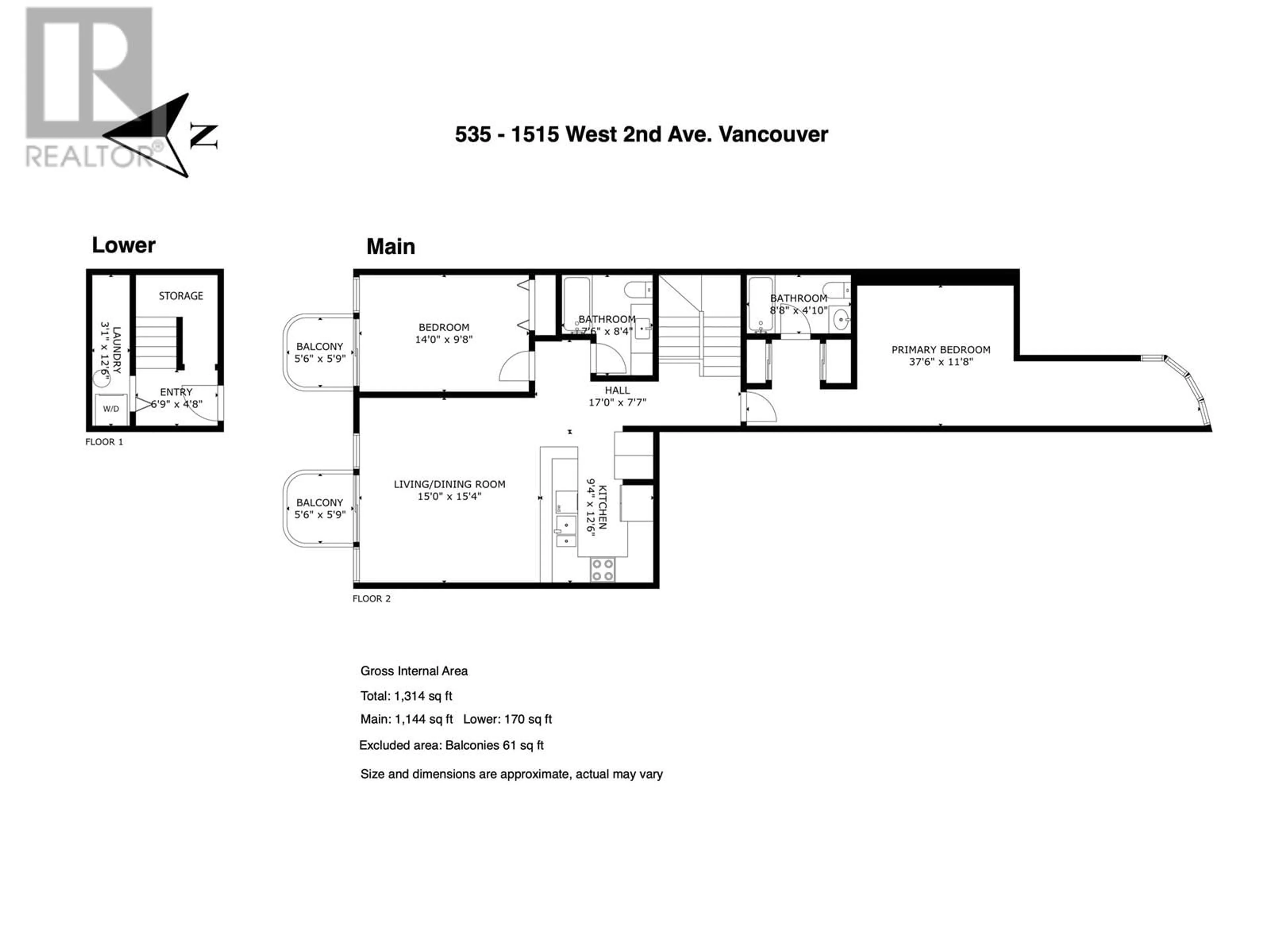 Floor plan for 535 1515 W 2ND AVENUE, Vancouver British Columbia V6J5C5