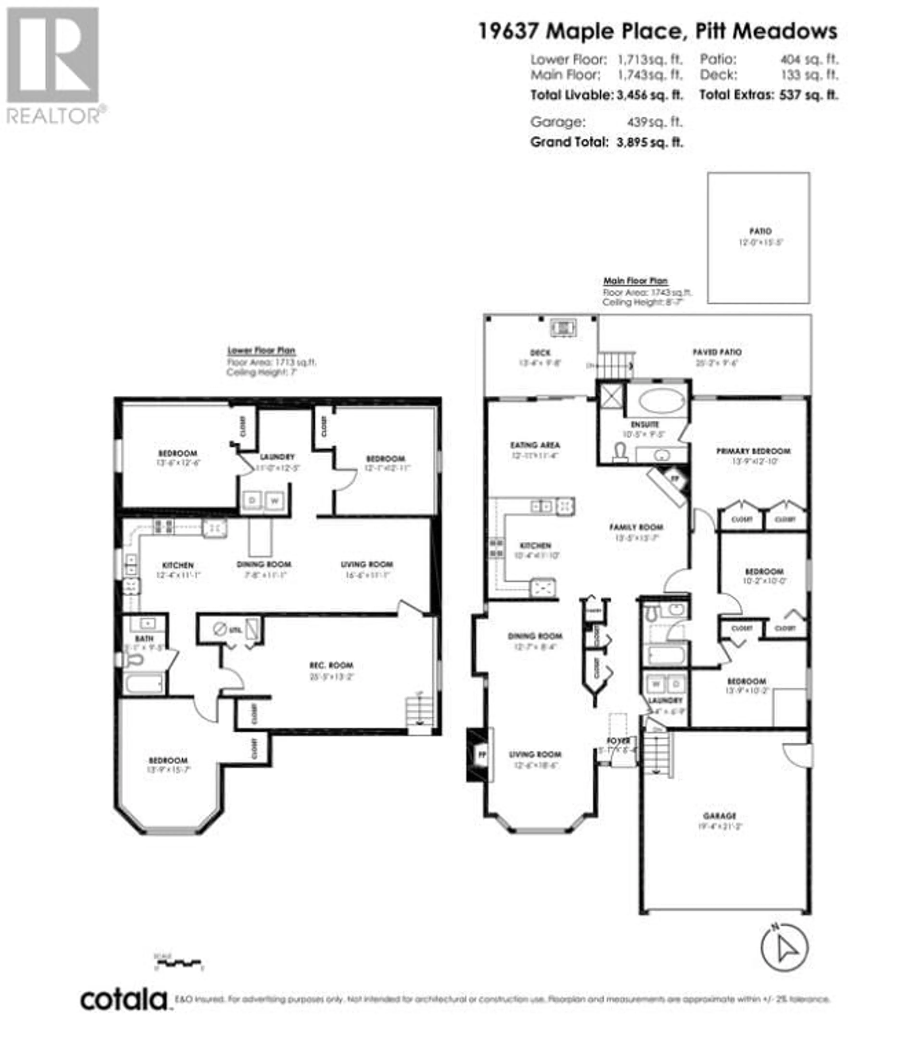 Floor plan for 19637 MAPLE PLACE, Pitt Meadows British Columbia V3Y2L3