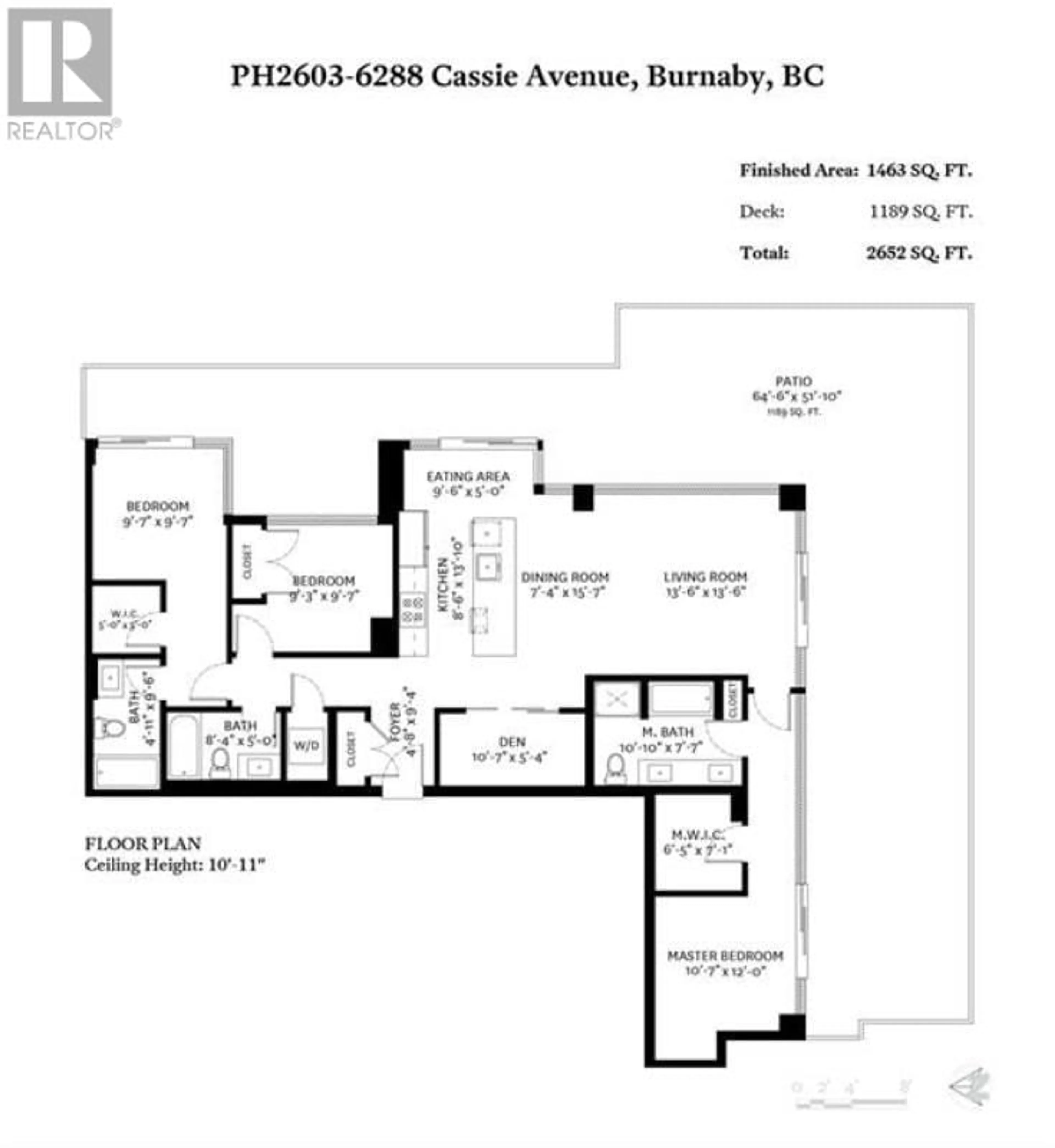 Floor plan for 2603 - 6288 CASSIE AVENUE, Burnaby British Columbia V5H0H7