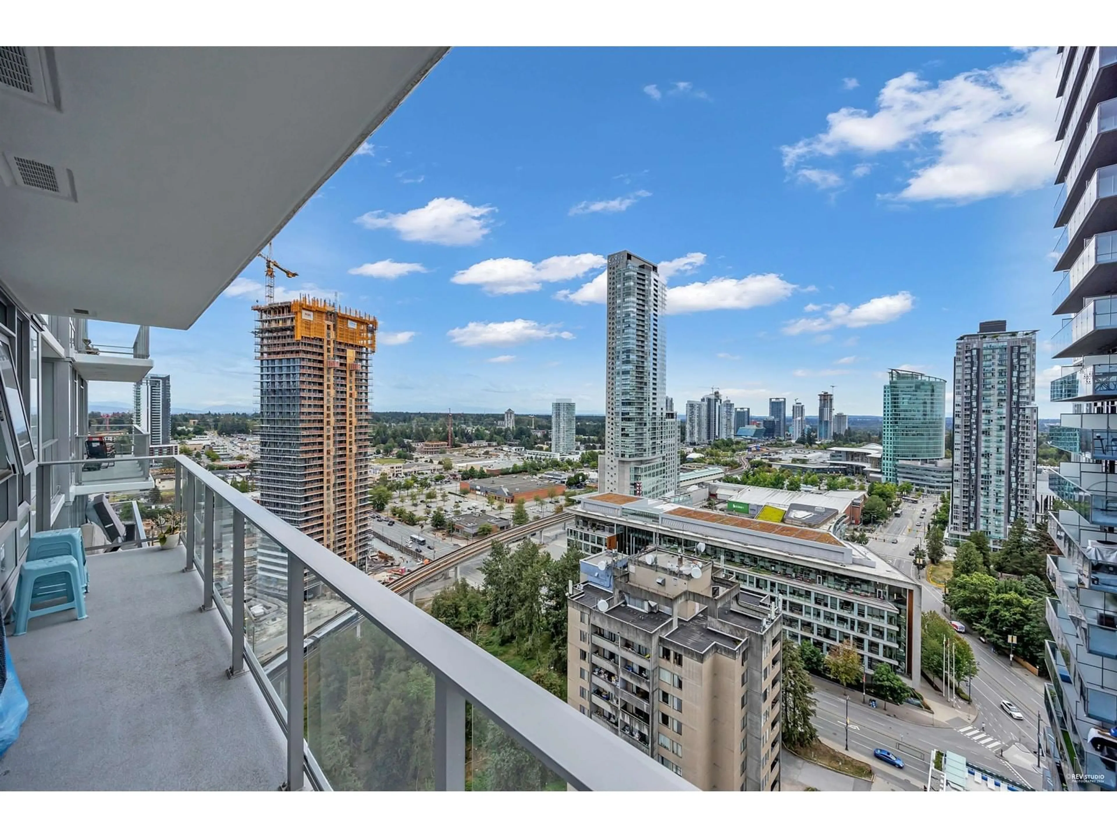 Balcony in the apartment, city buildings view from balcony for 2510 13428 105 AVENUE, Surrey British Columbia V3T0S1