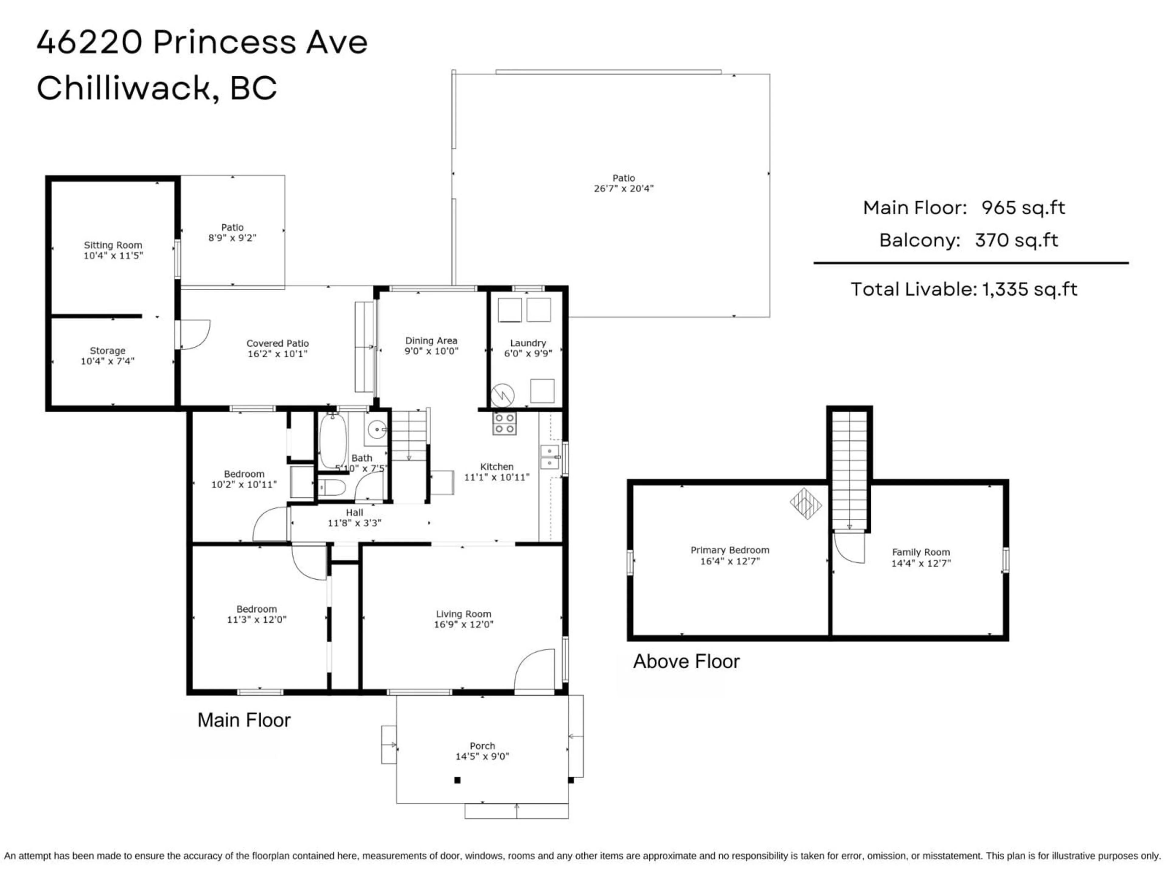 Floor plan for 46220 PRINCESS AVENUE, Chilliwack British Columbia V2P2A9