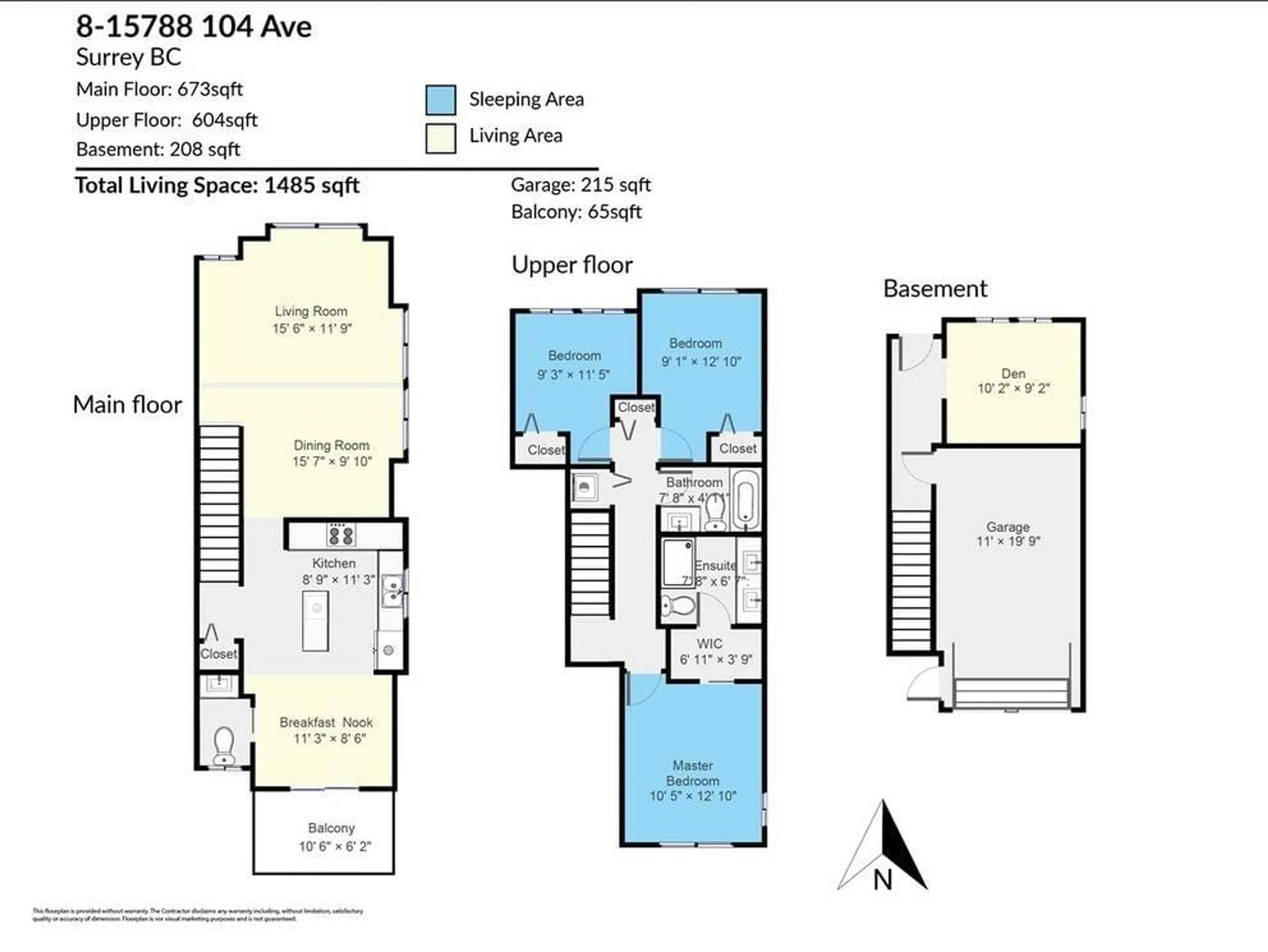 Floor plan for 8 15788 104 AVENUE, Surrey British Columbia V4N6M6