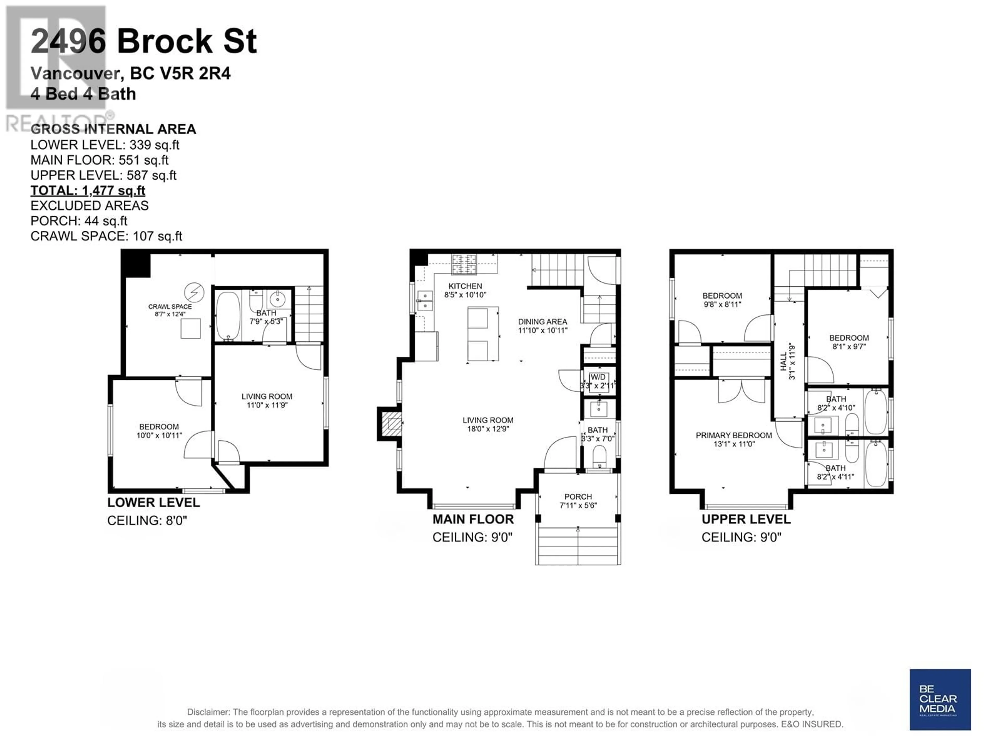 Floor plan for 2496 BROCK STREET, Vancouver British Columbia V5R2R4