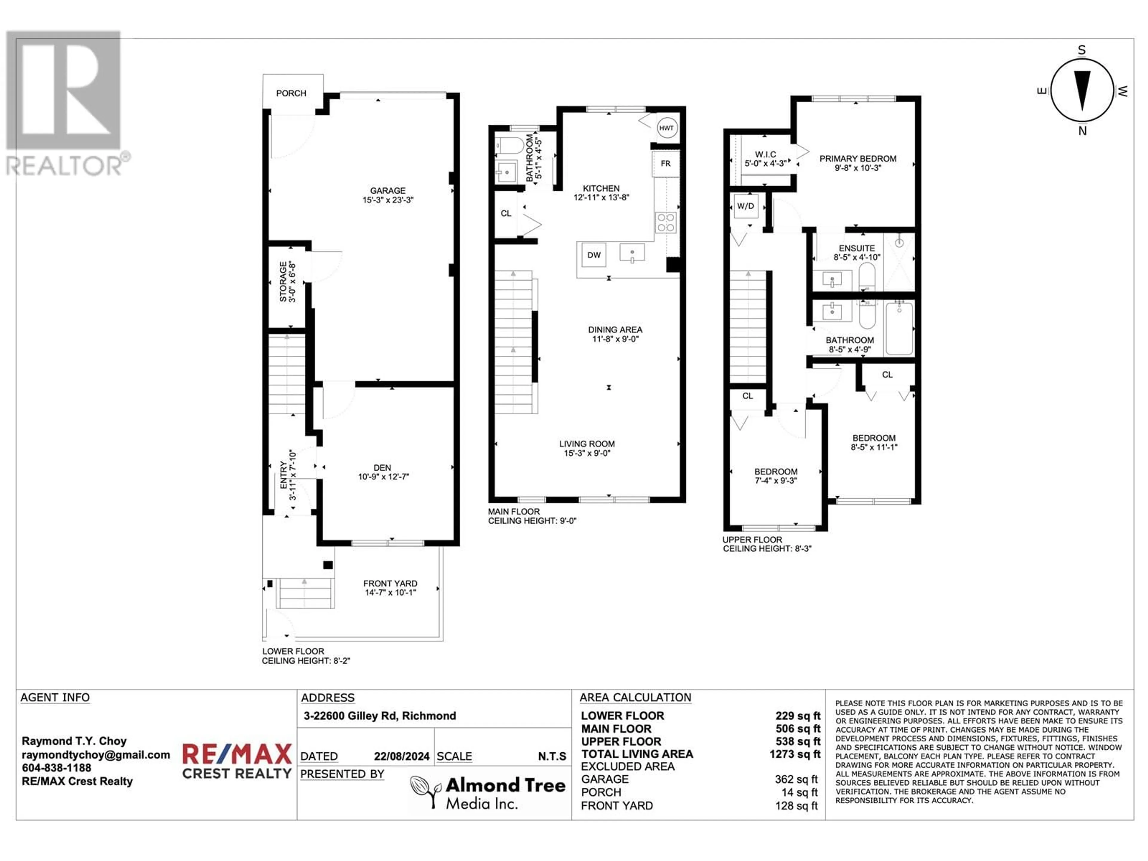 Floor plan for 3 22600 GILLEY ROAD, Richmond British Columbia V6V1E4