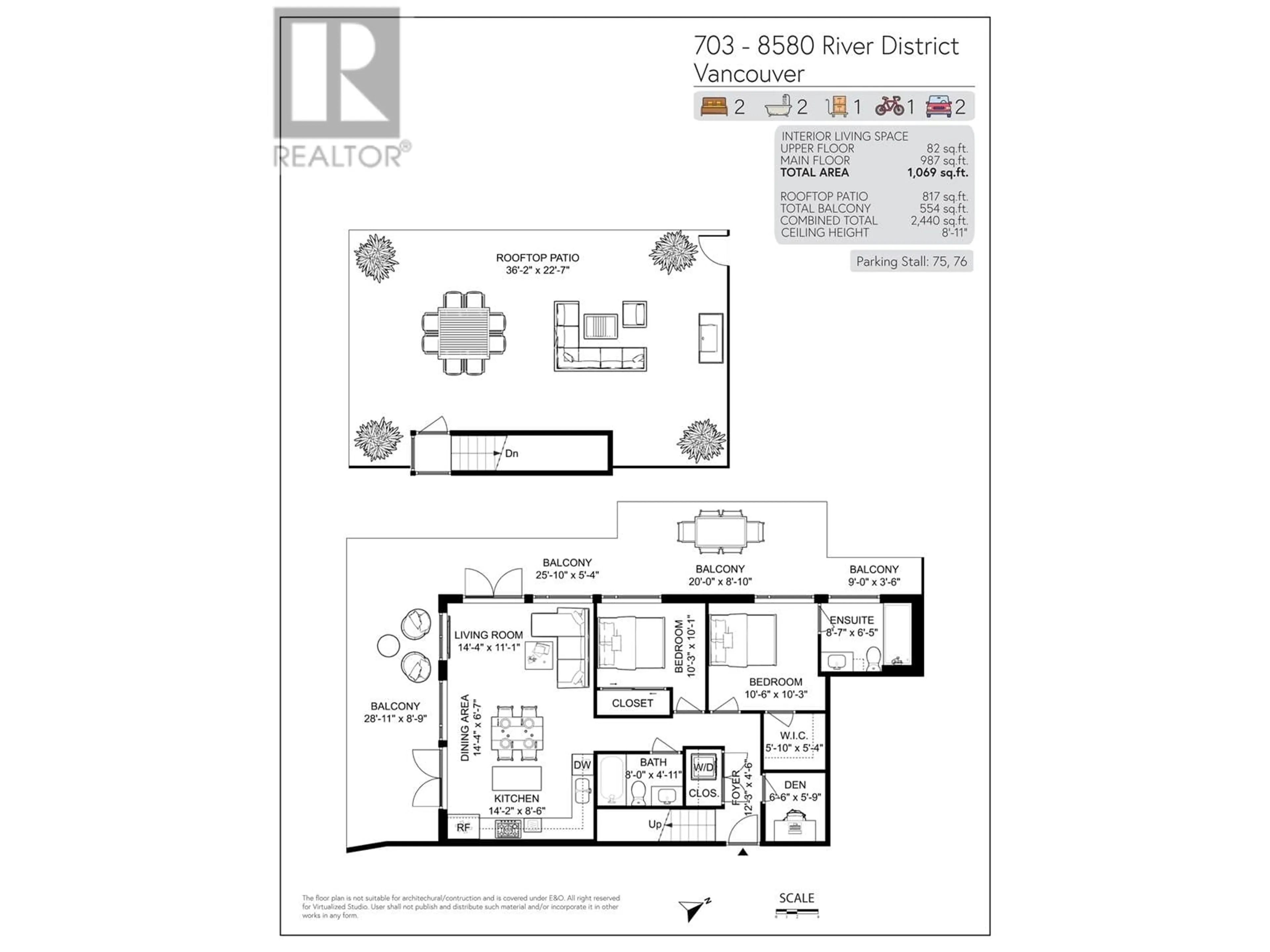 Floor plan for 703 8580 RIVER DISTRICT CROSSING, Vancouver British Columbia V5S0B9