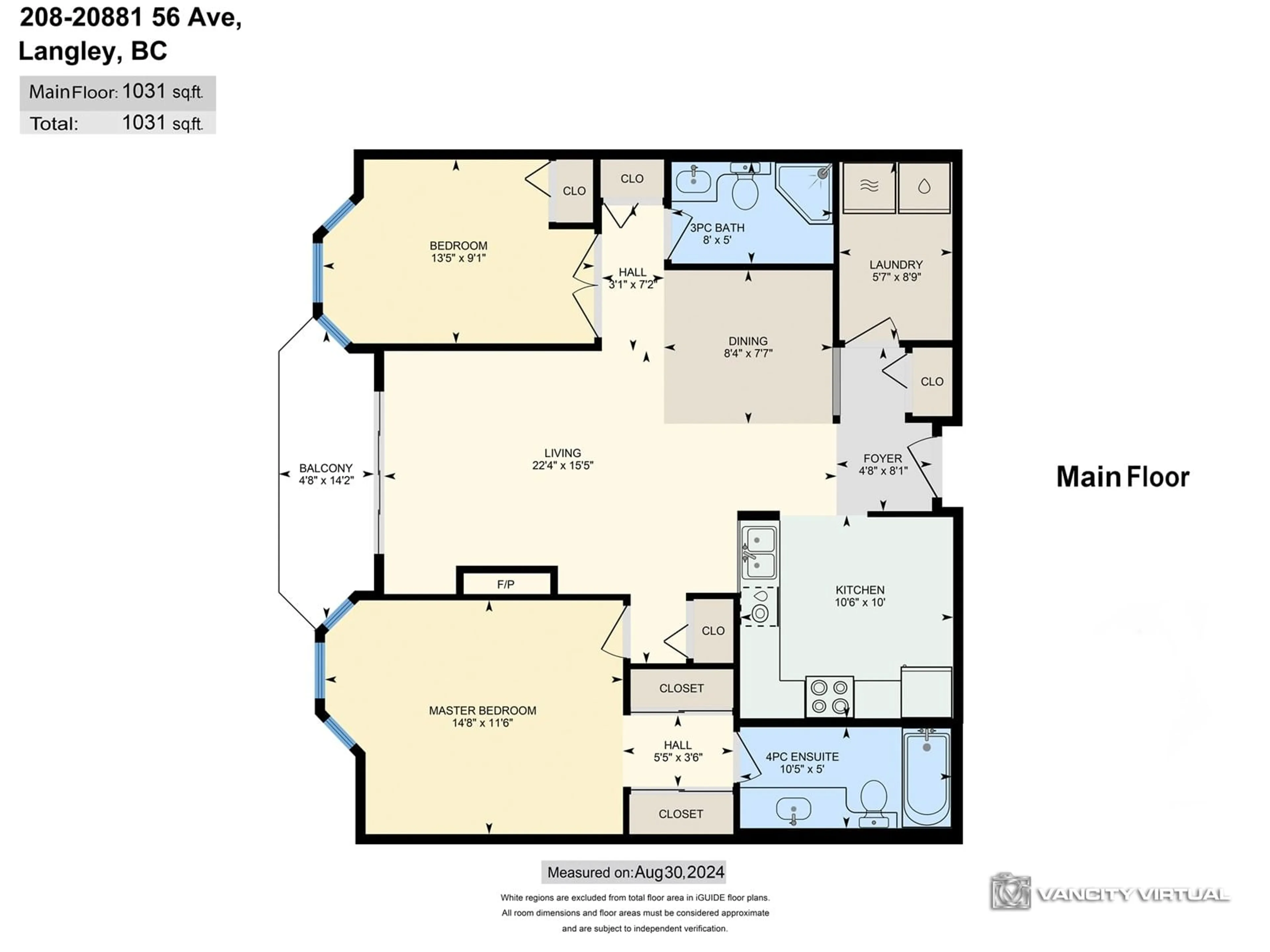 Floor plan for 208 20881 56 AVENUE, Langley British Columbia V3A3Z3