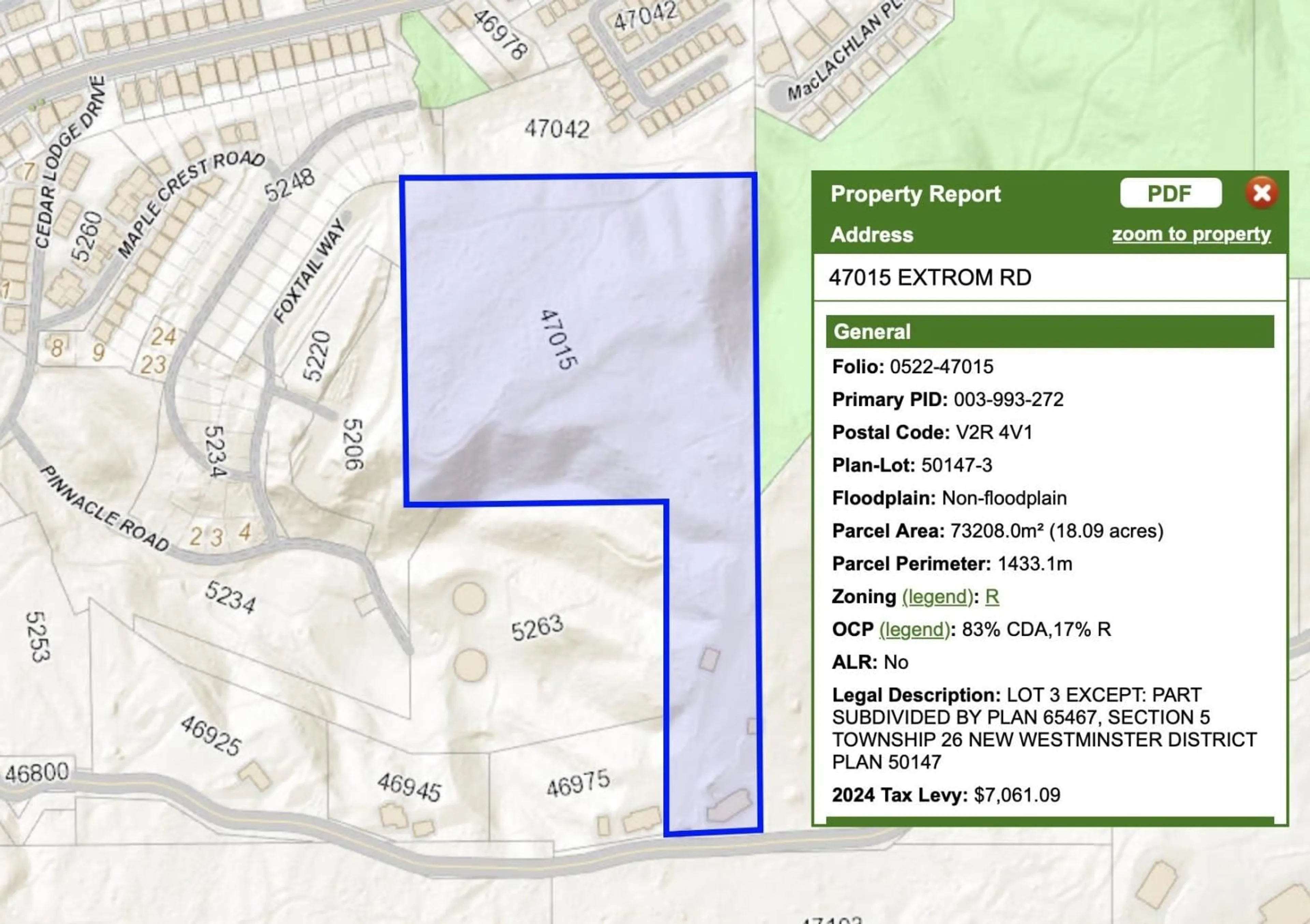 Picture of a map for 47015 EXTROM ROAD, Chilliwack British Columbia V2R4V1