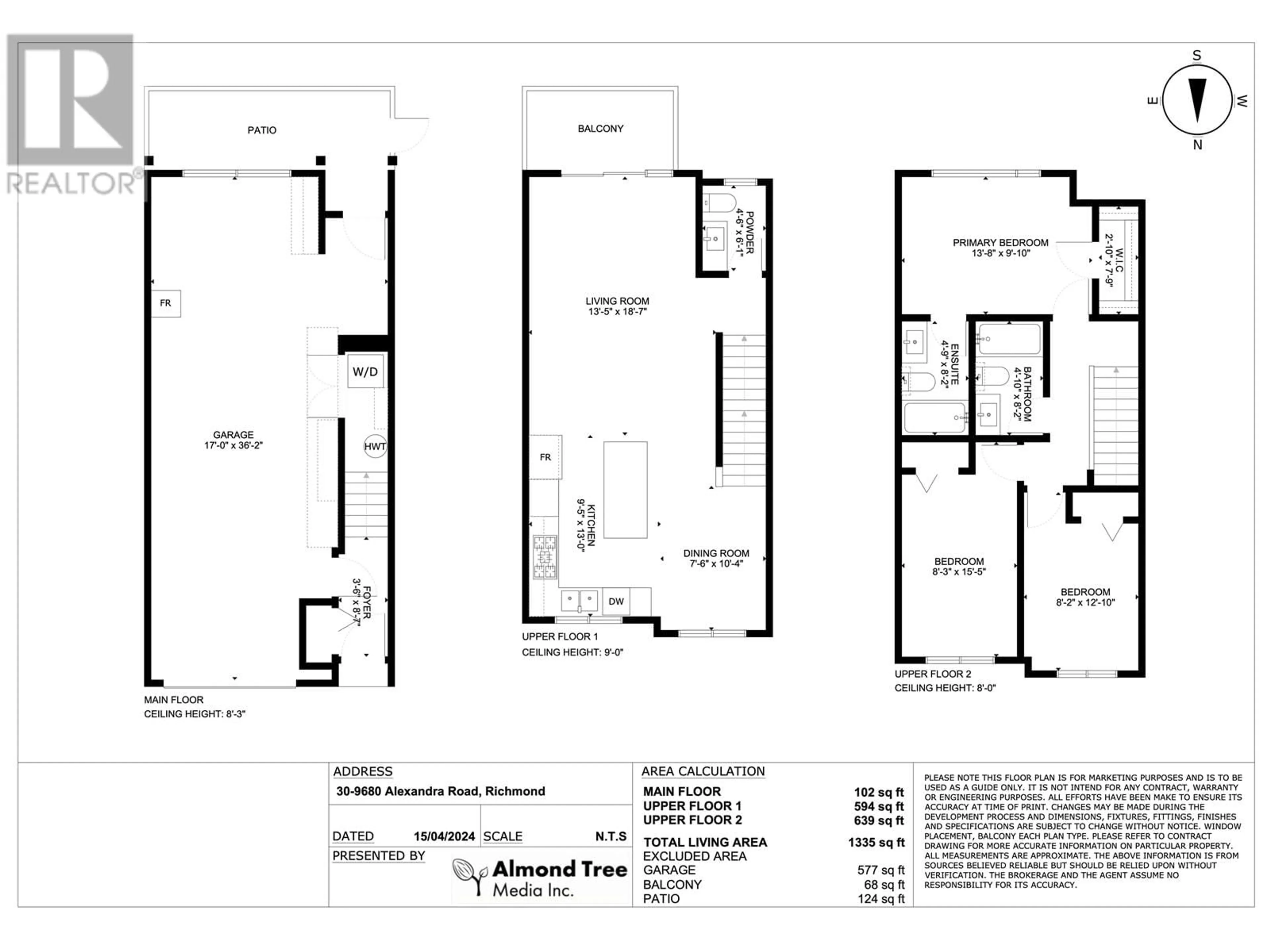 Floor plan for 30 9680 ALEXANDRA ROAD, Richmond British Columbia V6X0P2