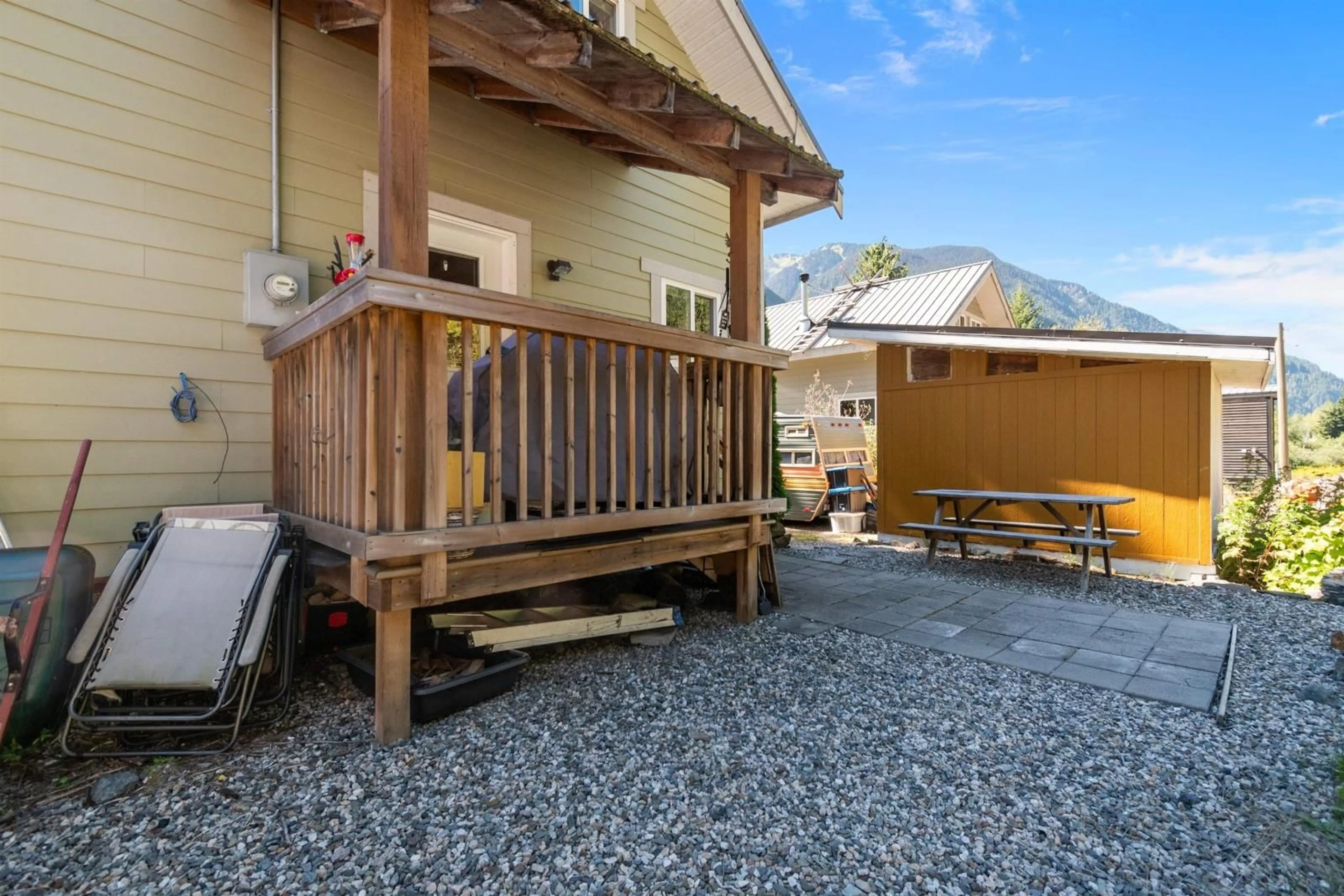 Patio, the fenced backyard for H108 OLD HOPE PRINCETON HIGHWAY|Sunshine, Sunshine Valley British Columbia V0X1L5