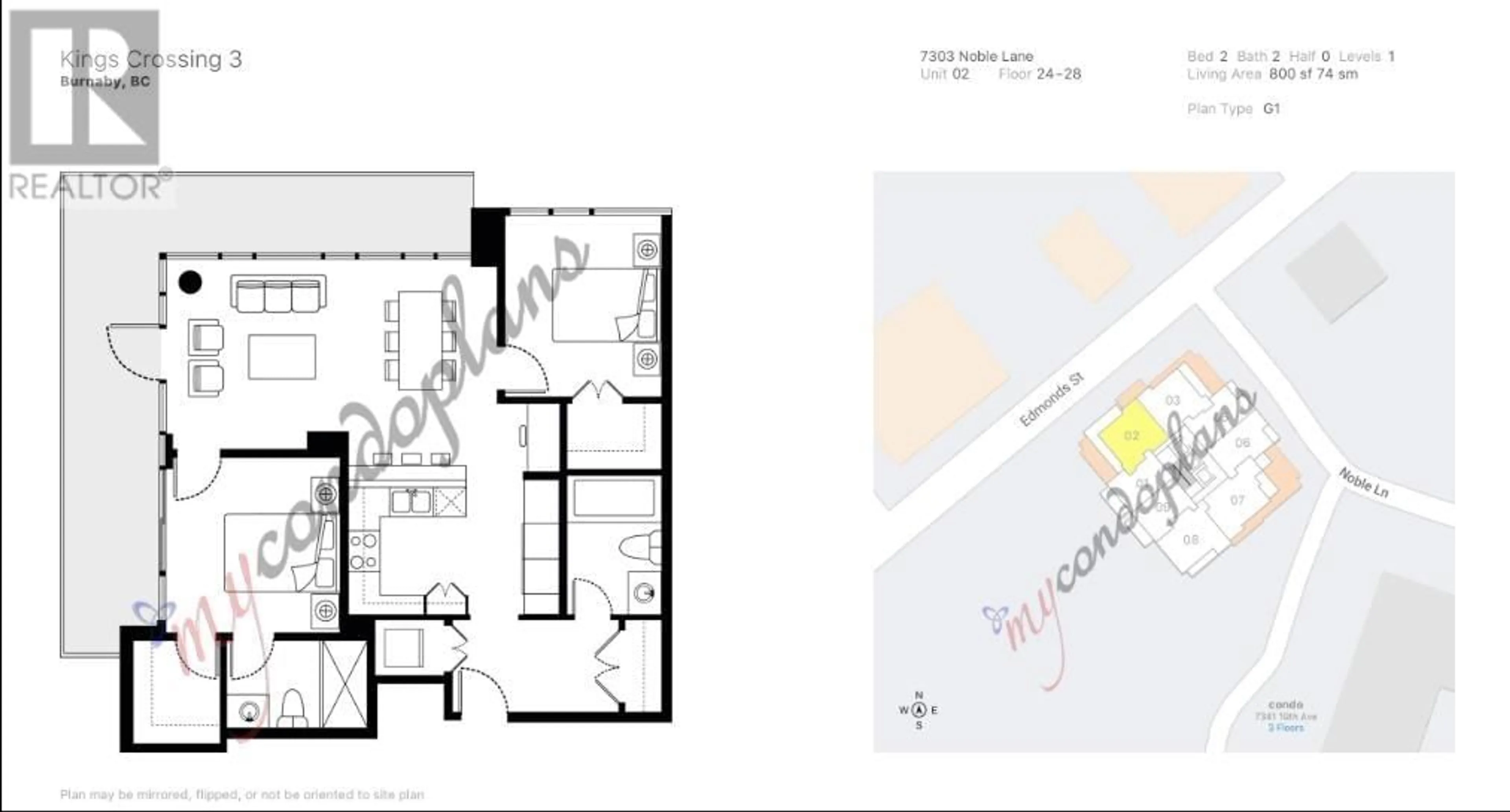 Floor plan for 2802 7303 NOBLE LANE, Burnaby British Columbia V3N0H2