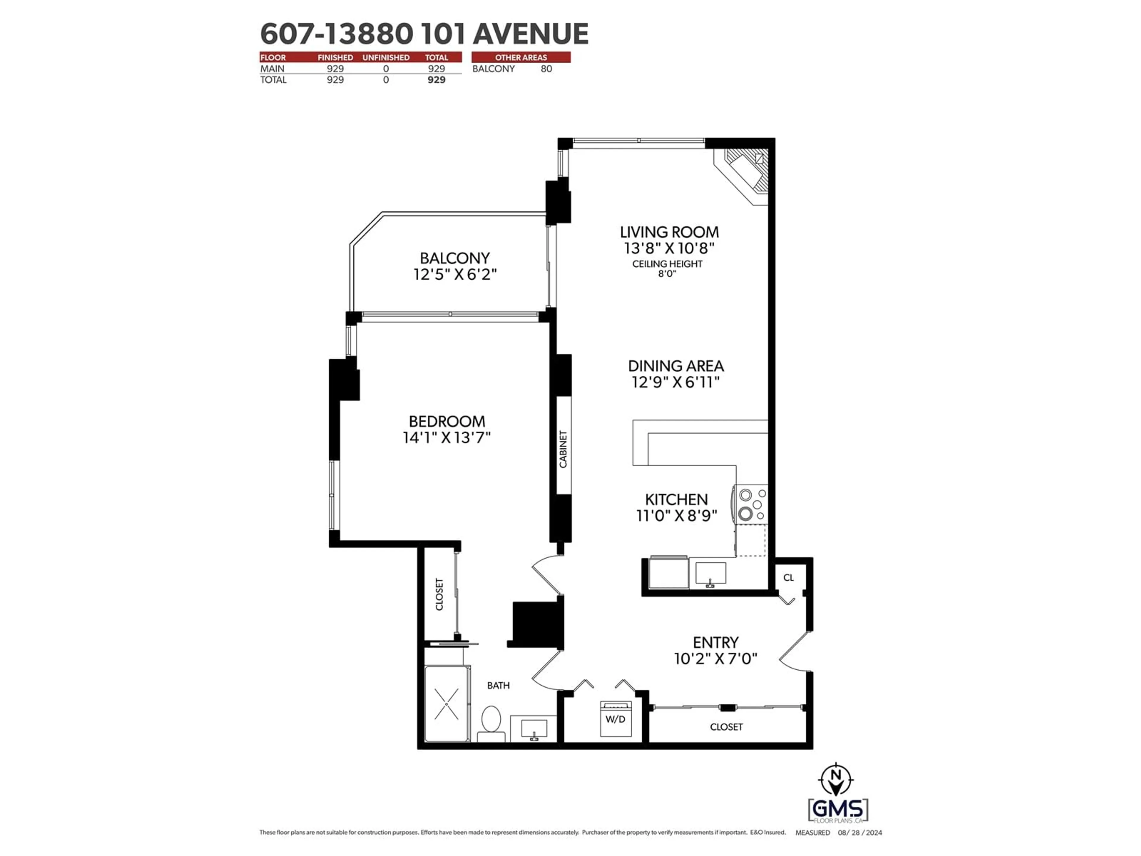 Floor plan for 607 13880 101 AVENUE, Surrey British Columbia V3T5T1