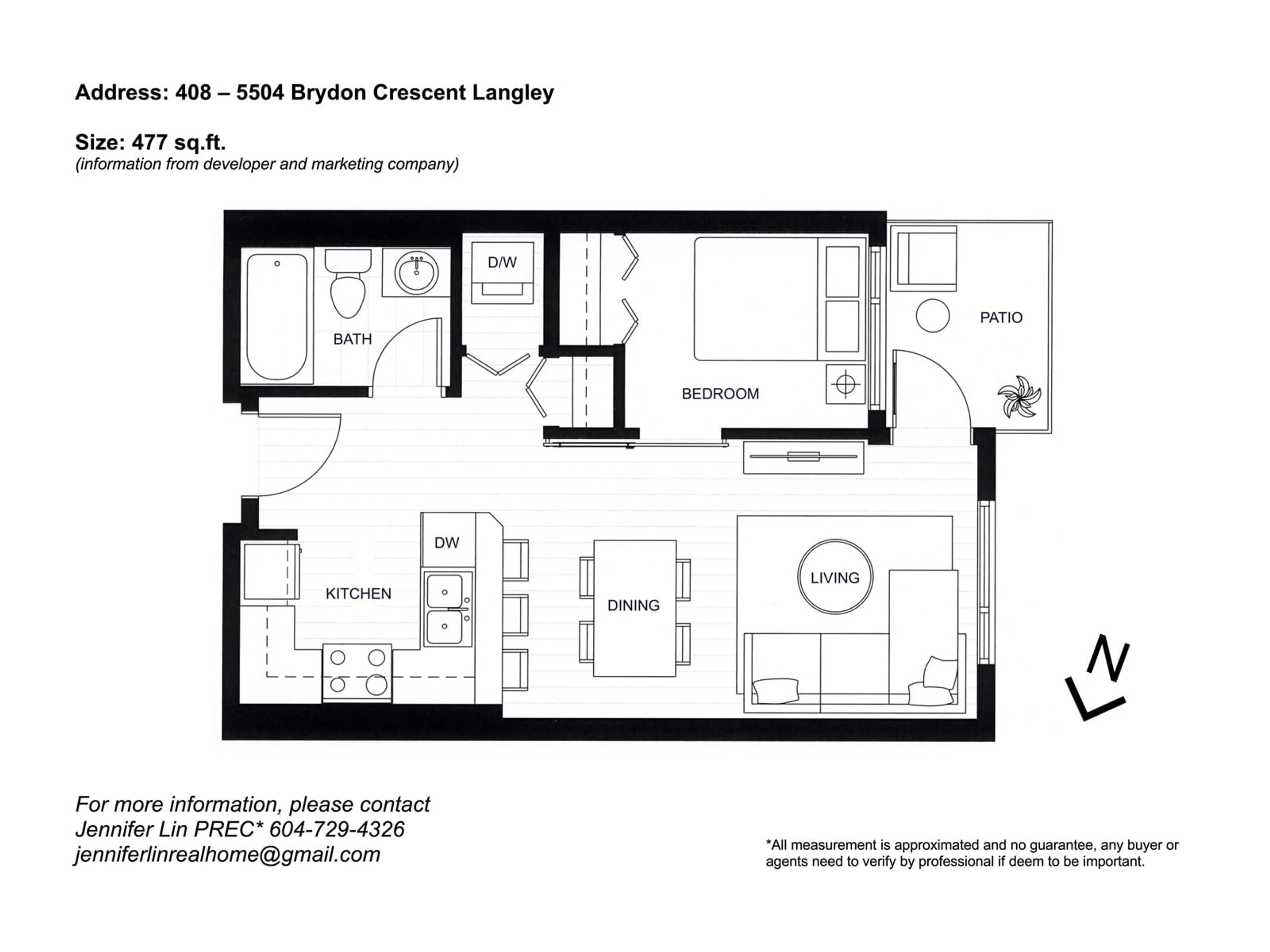 Floor plan for 408 5504 BRYDON CRESCENT, Langley British Columbia V3A0R3