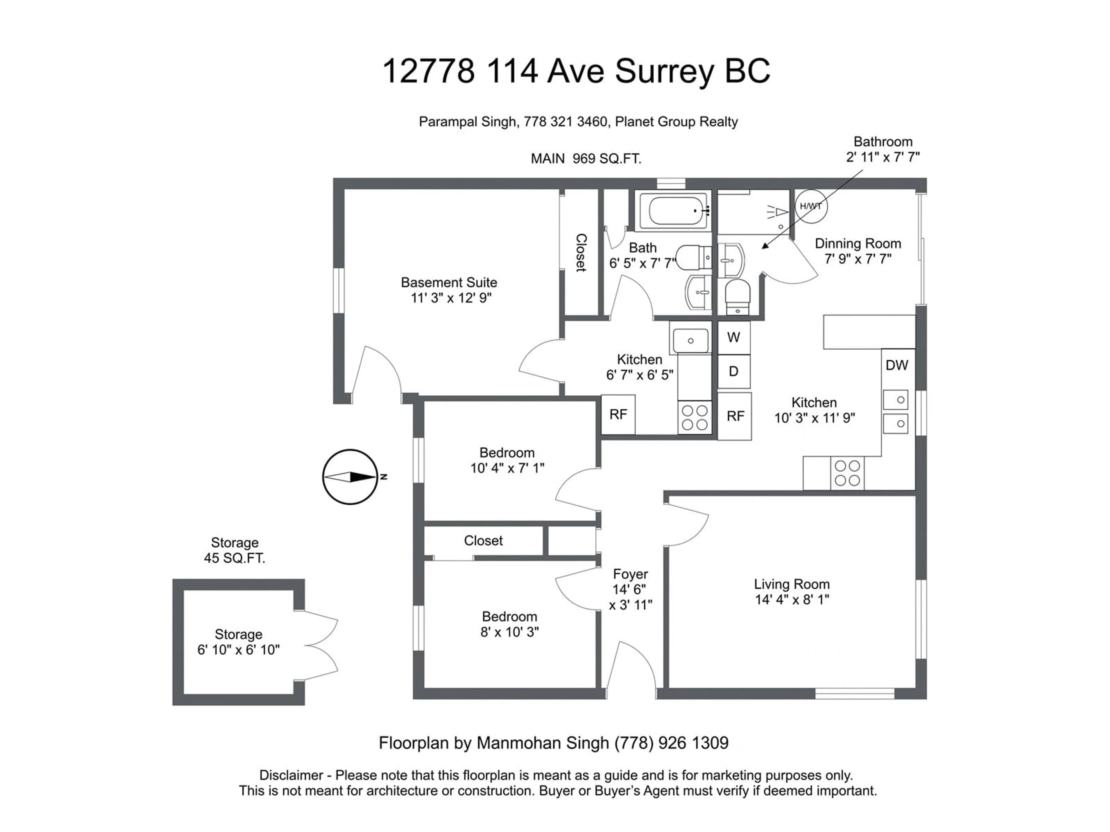 Floor plan for 12778 114 AVENUE, Surrey British Columbia V3V3P1