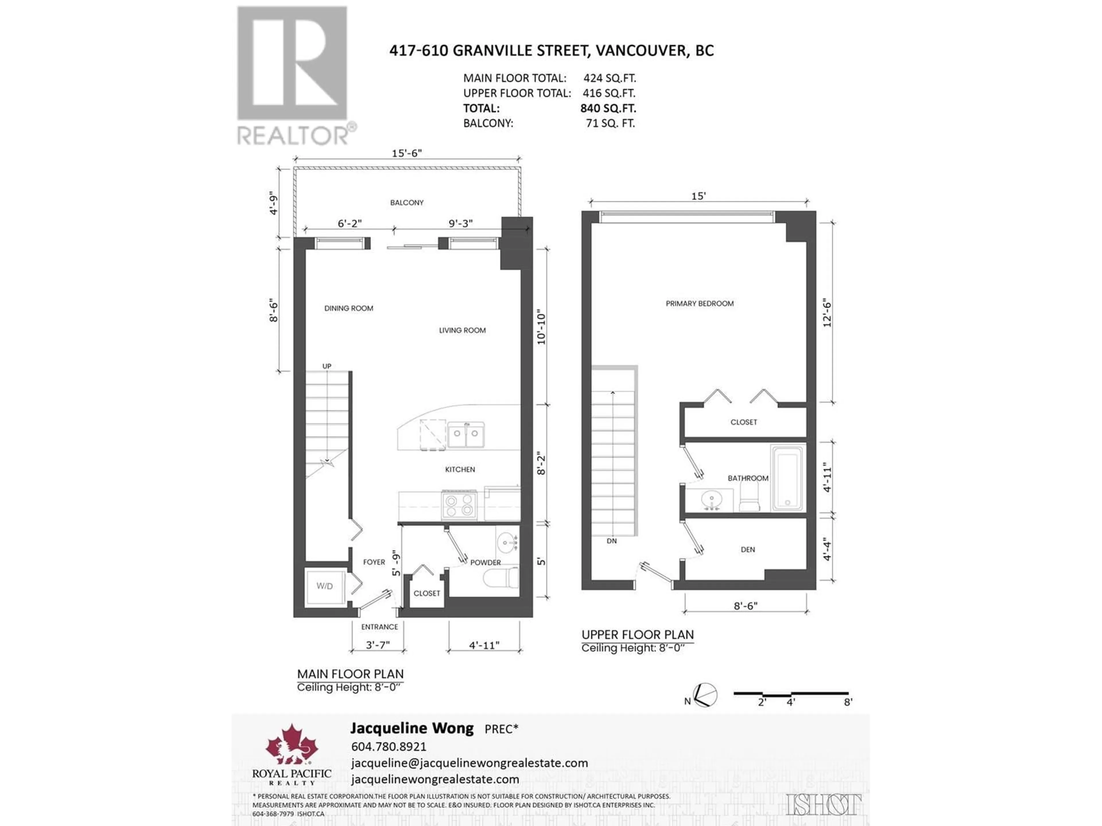 Floor plan for 417 610 GRANVILLE STREET, Vancouver British Columbia V6C3T3