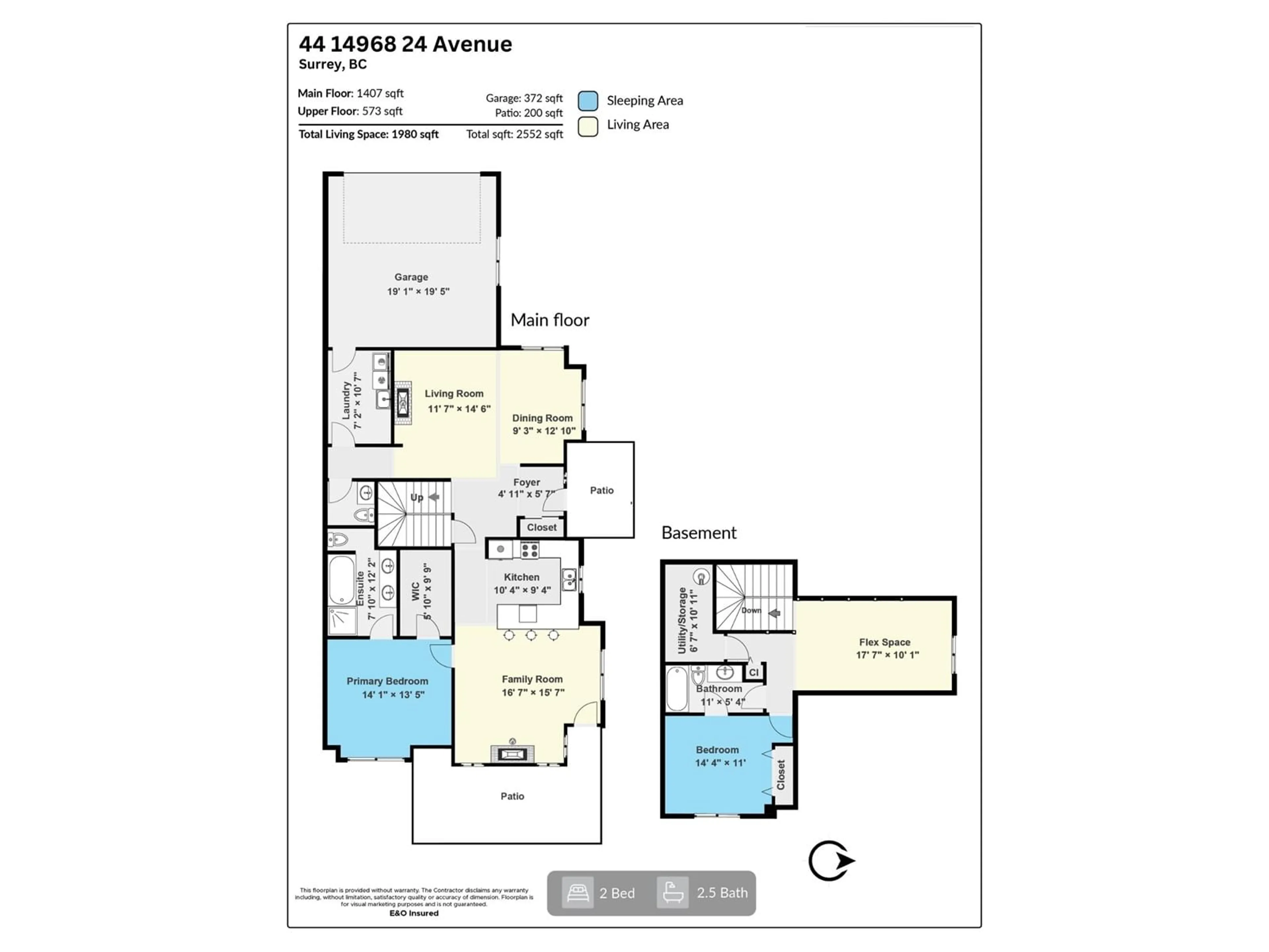 Floor plan for 44 14968 24TH AVENUE, Surrey British Columbia V4A9Y6