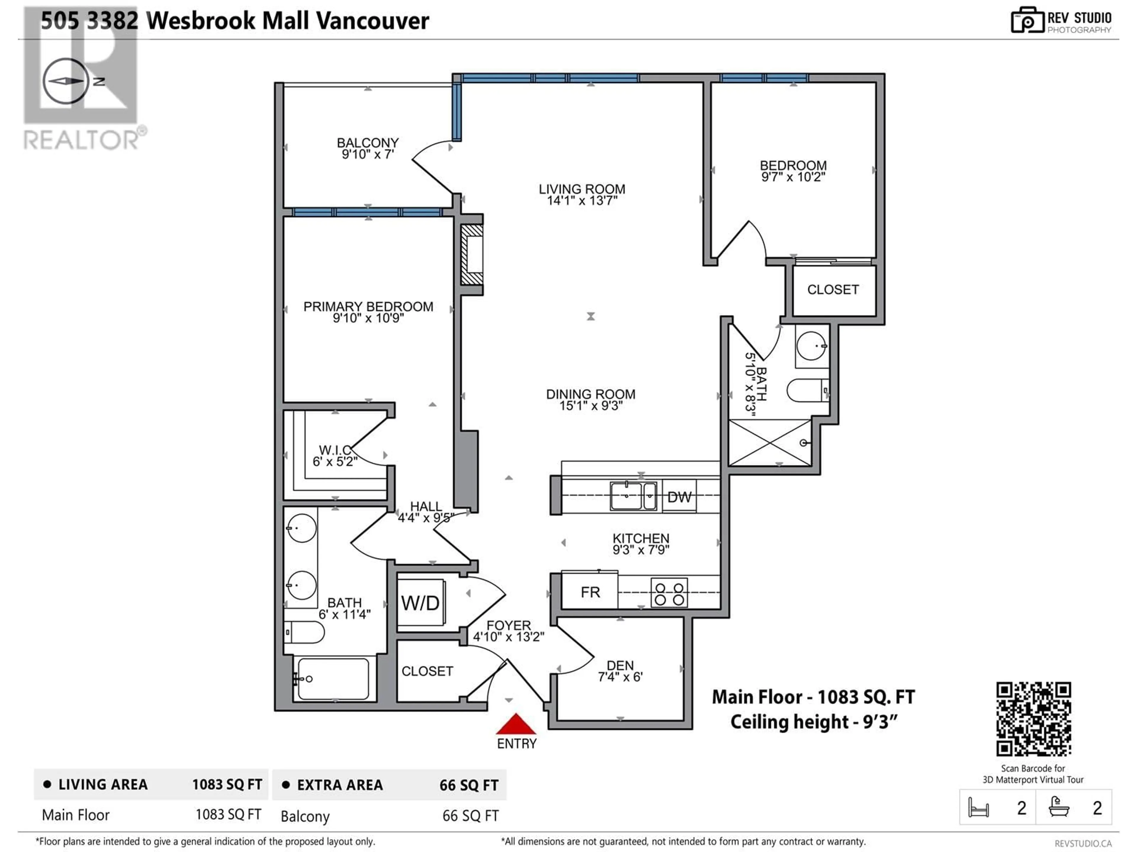 Floor plan for 505 3382 WESBROOK MALL, Vancouver British Columbia V6S0A7