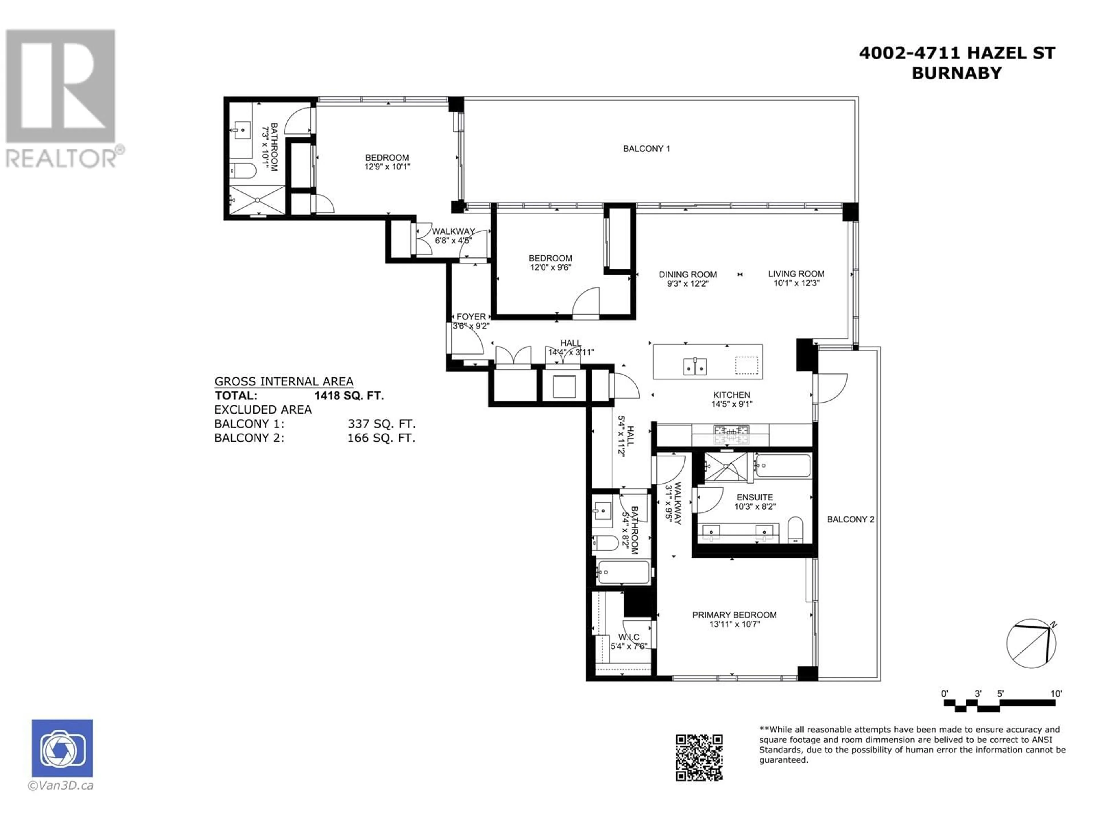 Floor plan for 4002 4711 HAZEL STREET, Burnaby British Columbia V5H0J9