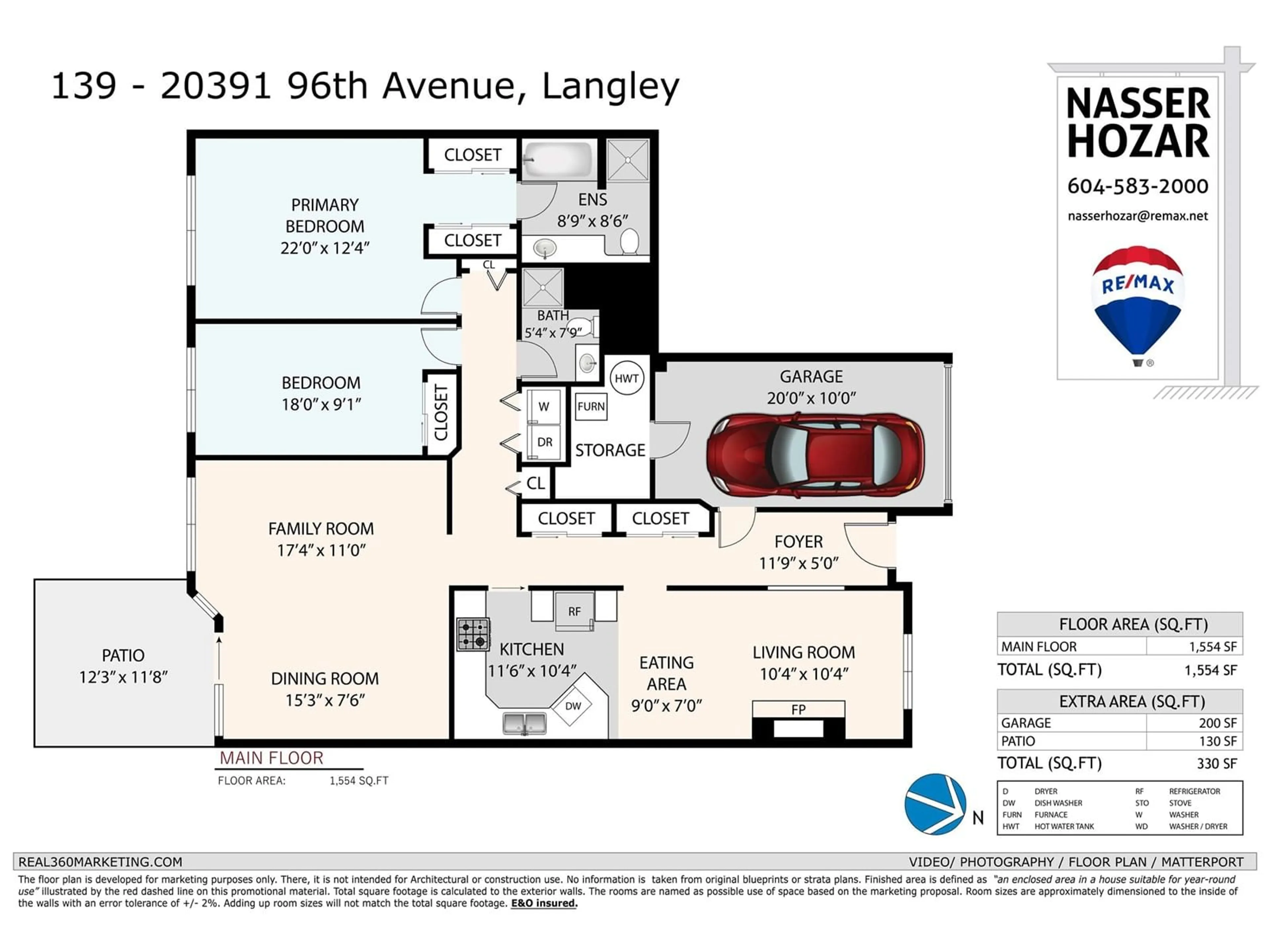 Floor plan for 139 20391 96 AVENUE, Langley British Columbia V1M2L2