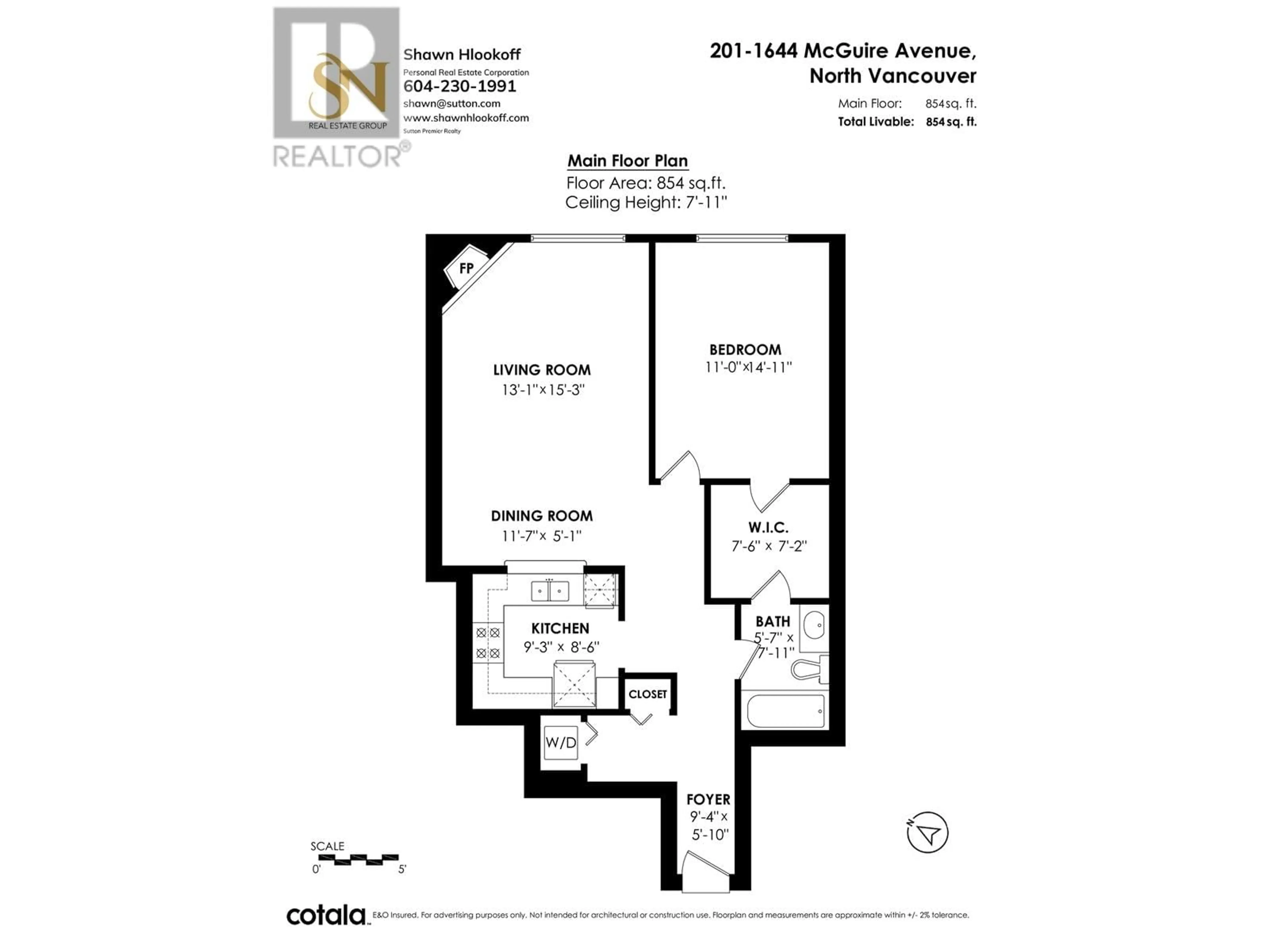 Floor plan for 201 1644 MCGUIRE AVENUE, North Vancouver British Columbia V7P3B1