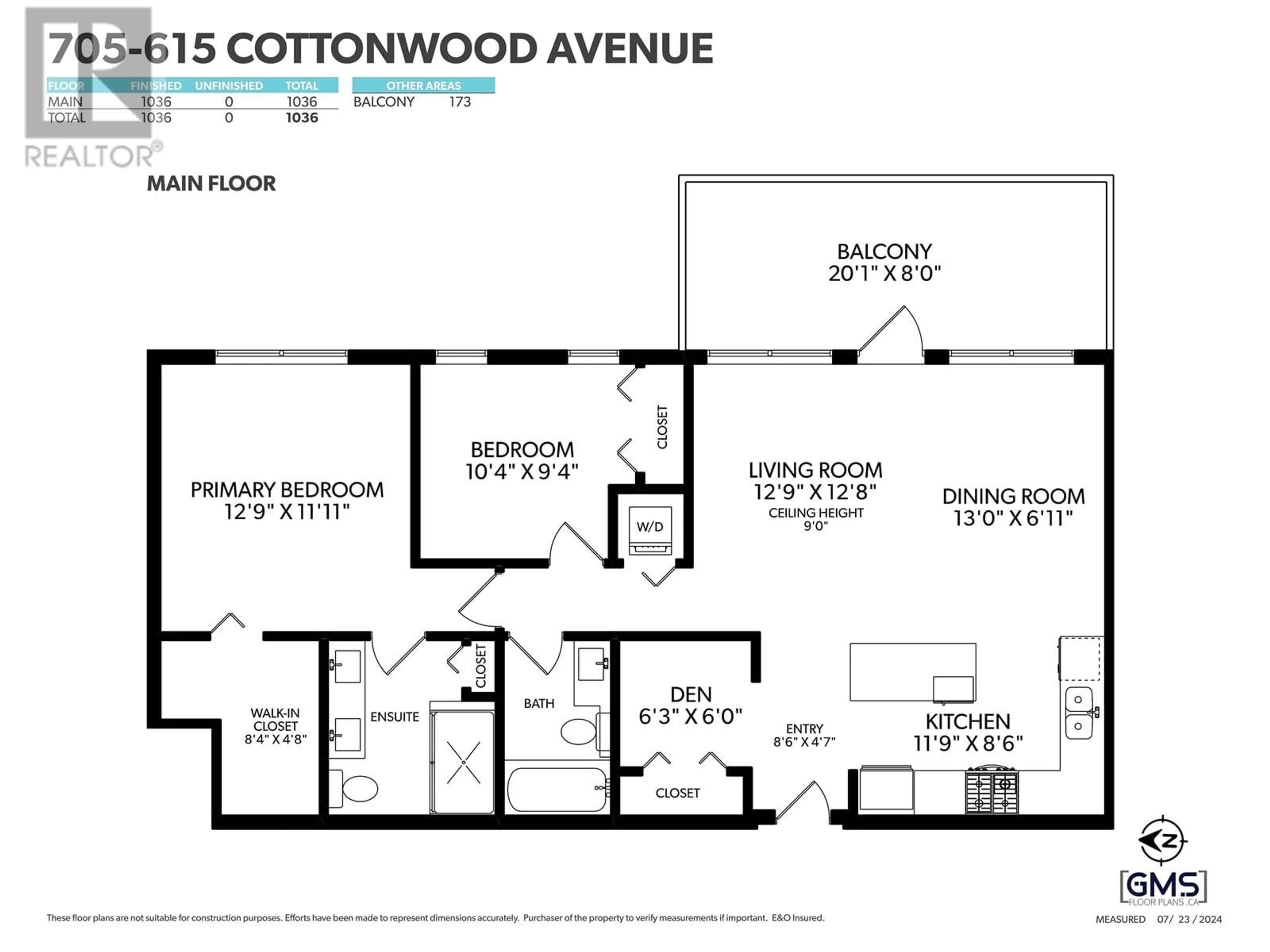 Floor plan for 705 615 COTTONWOOD AVENUE, Coquitlam British Columbia V3J2S5