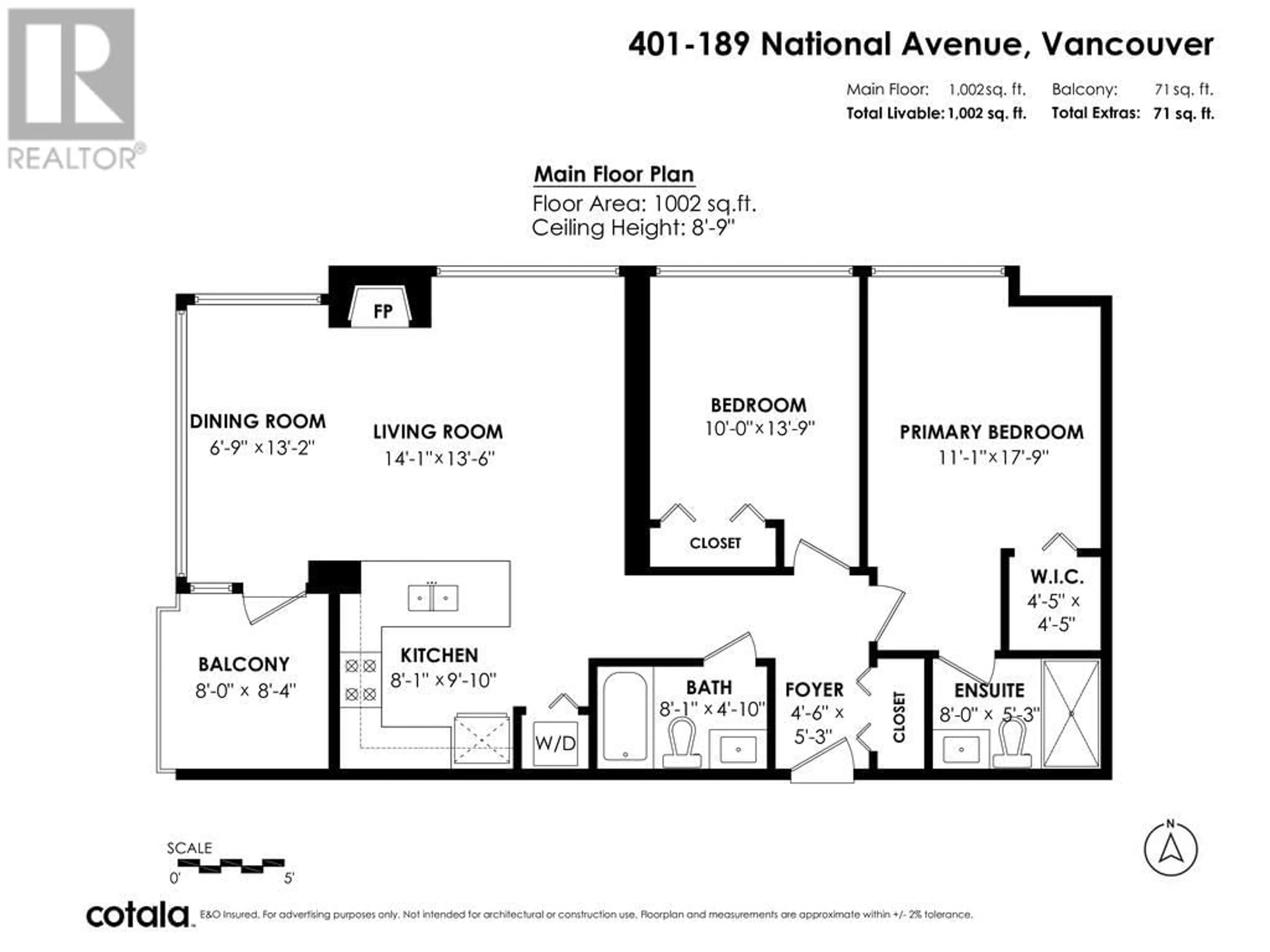 Floor plan for 401 189 NATIONAL AVENUE, Vancouver British Columbia V6A4L8