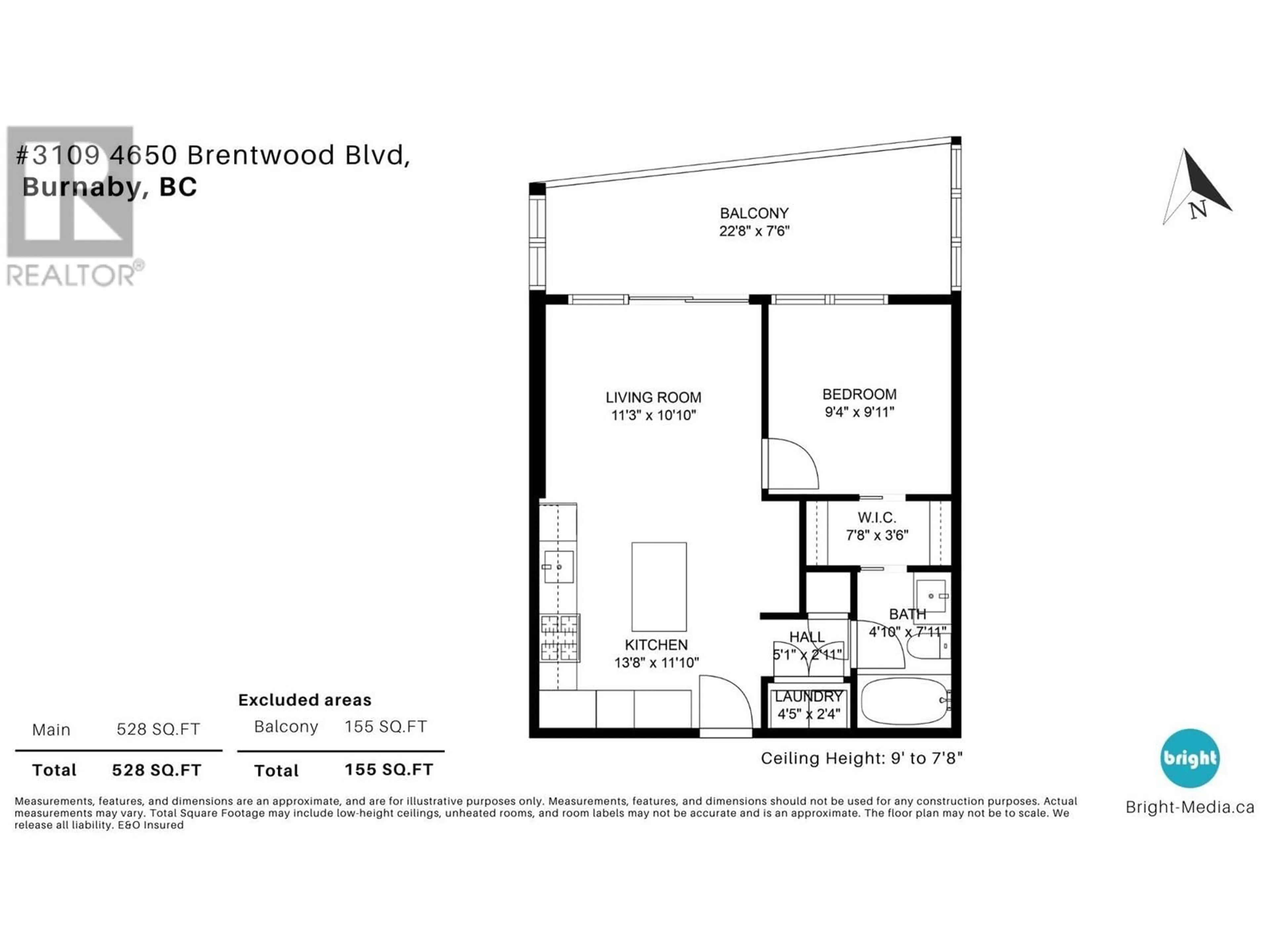 Floor plan for 3109 4650 BRENTWOOD BOULEVARD, Burnaby British Columbia V5C0M3