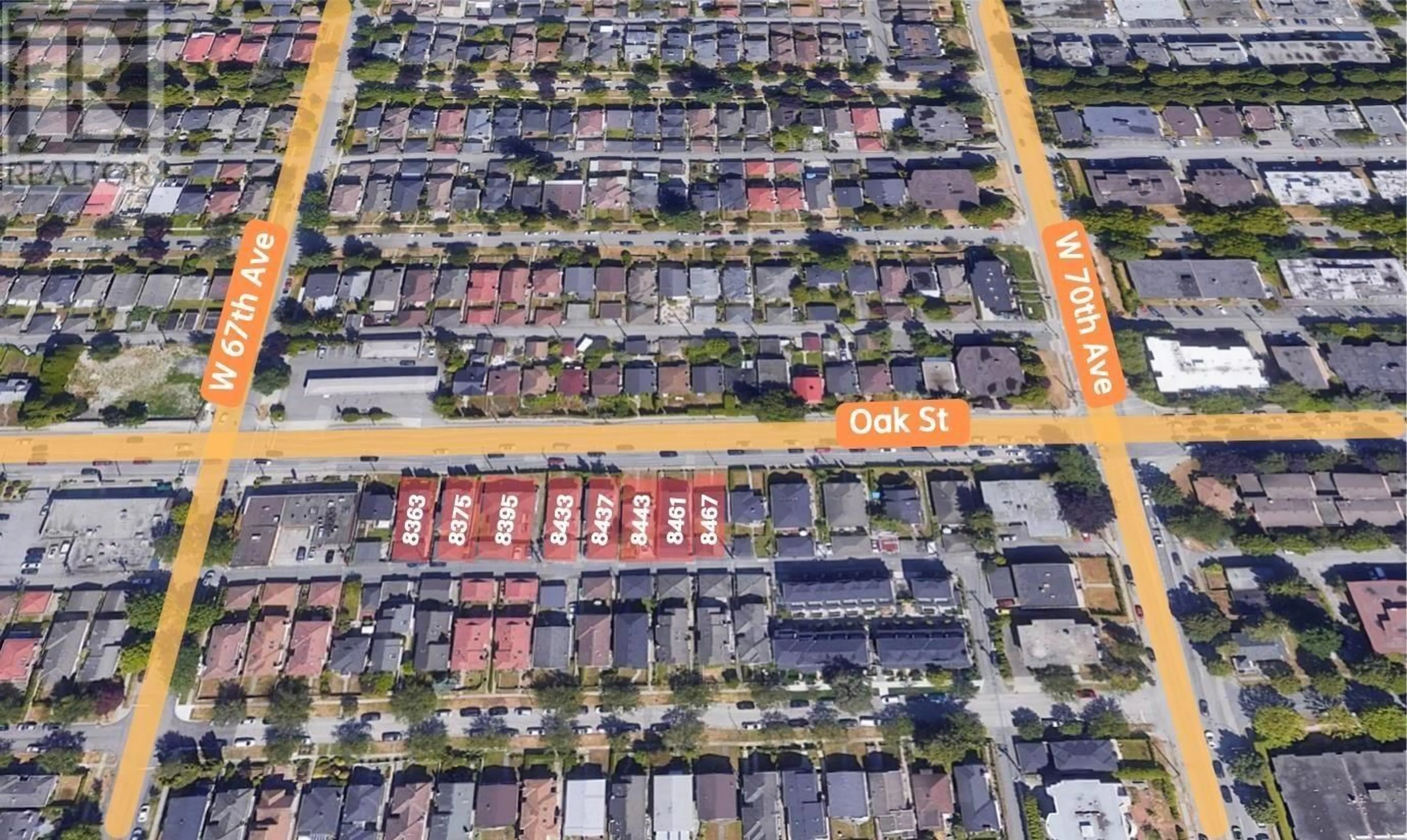 A pic from outside/outdoor area/front of a property/back of a property/a pic from drone, street for 8437 OAK STREET, Vancouver British Columbia V6P4A9