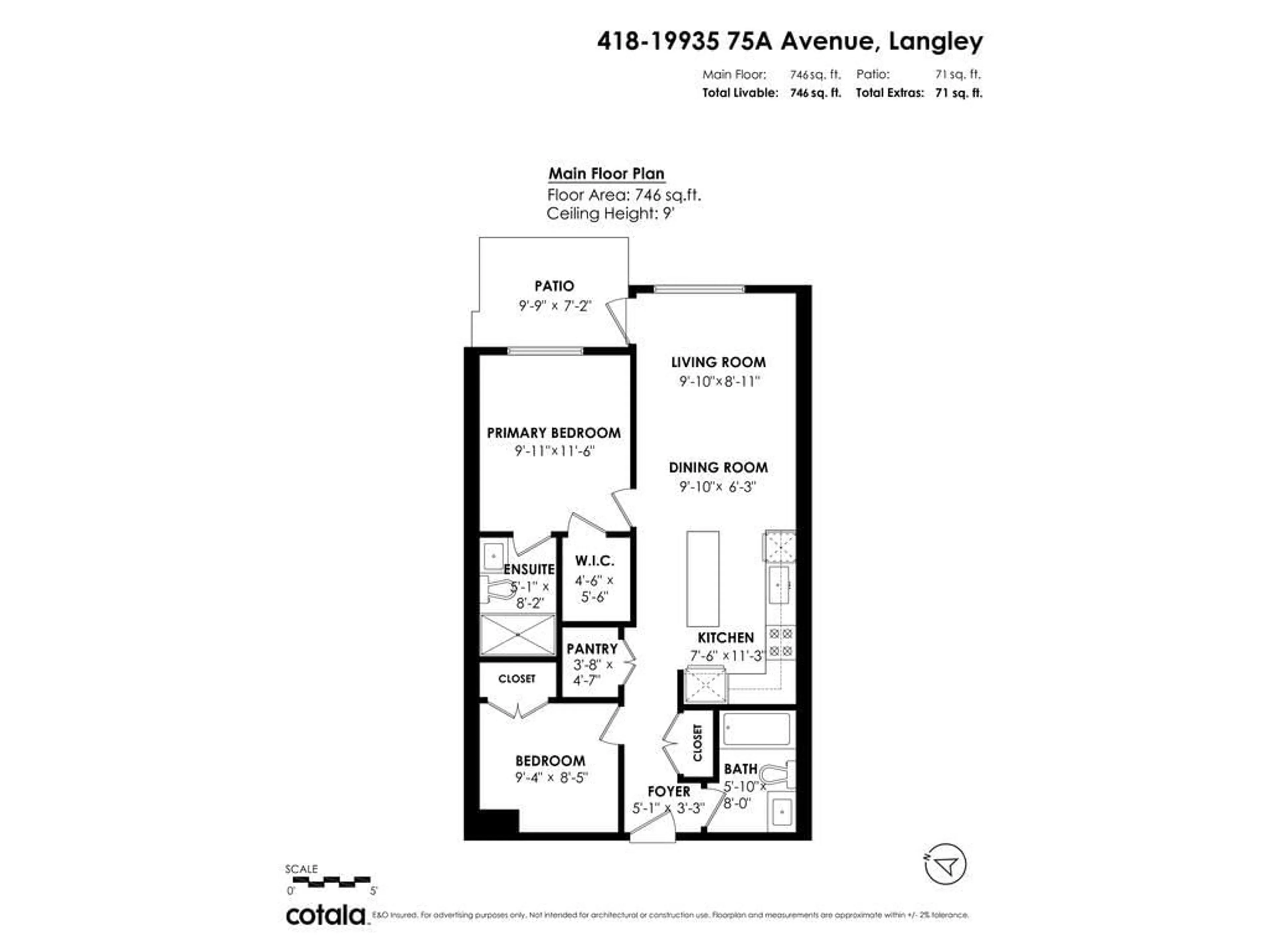 Floor plan for 418 19935 75A AVENUE, Langley British Columbia V2Y4L5