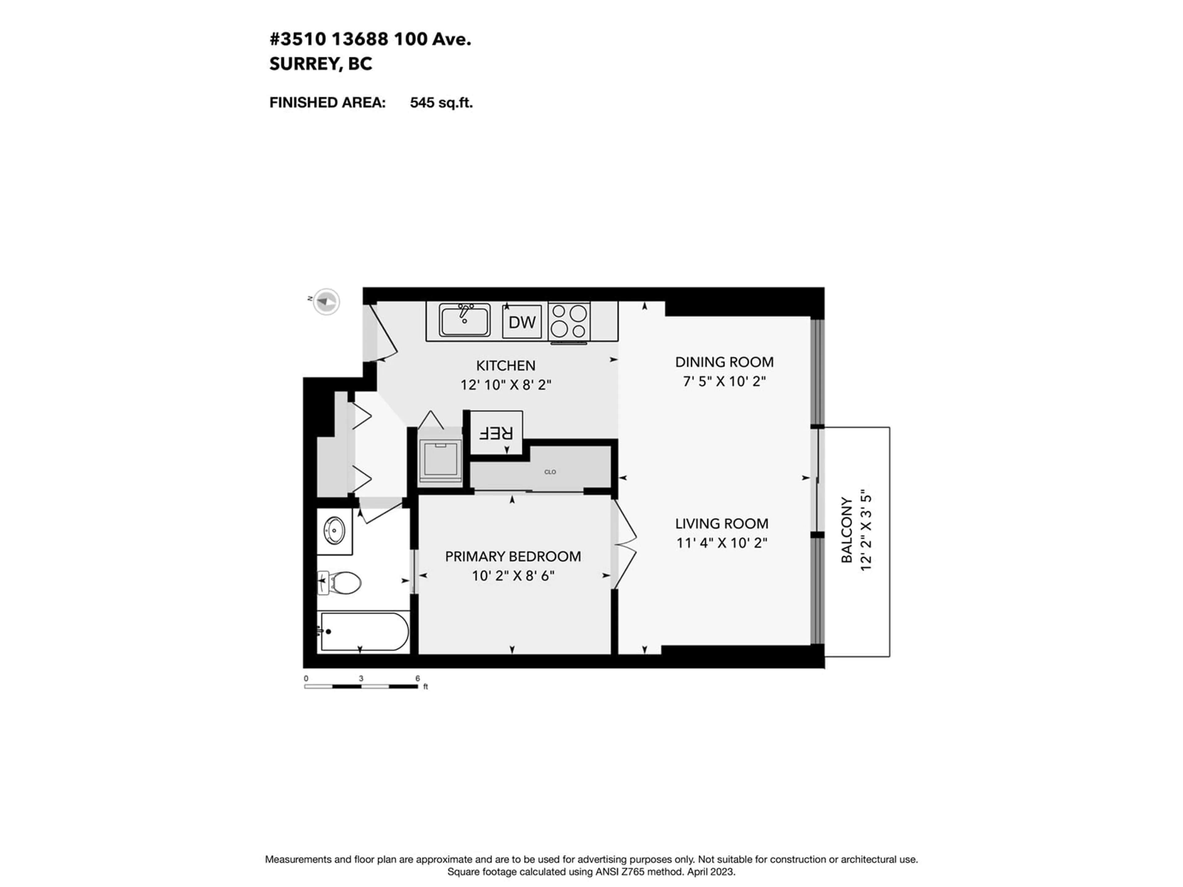 Floor plan for 3510 13688 100 AVENUE, Surrey British Columbia V3T0G5