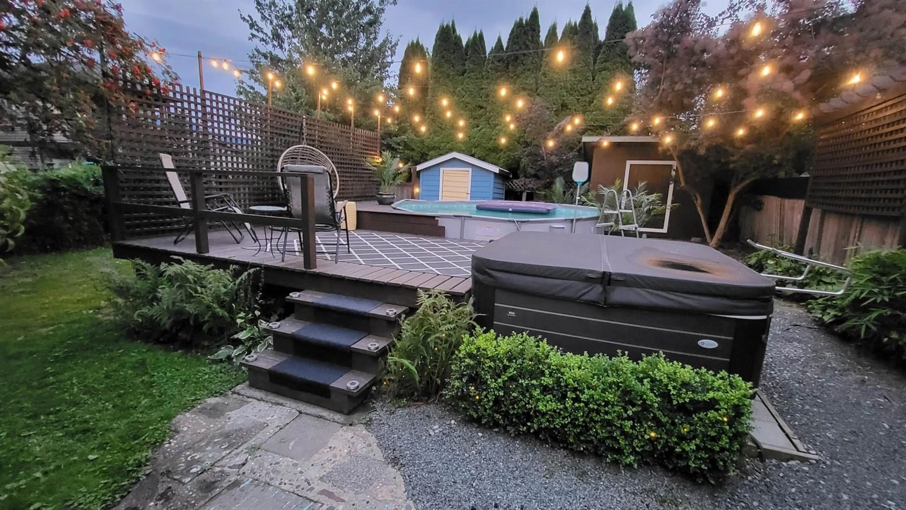 Patio, the fenced backyard for 46098 KING AVENUE, Chilliwack British Columbia V2P3B5