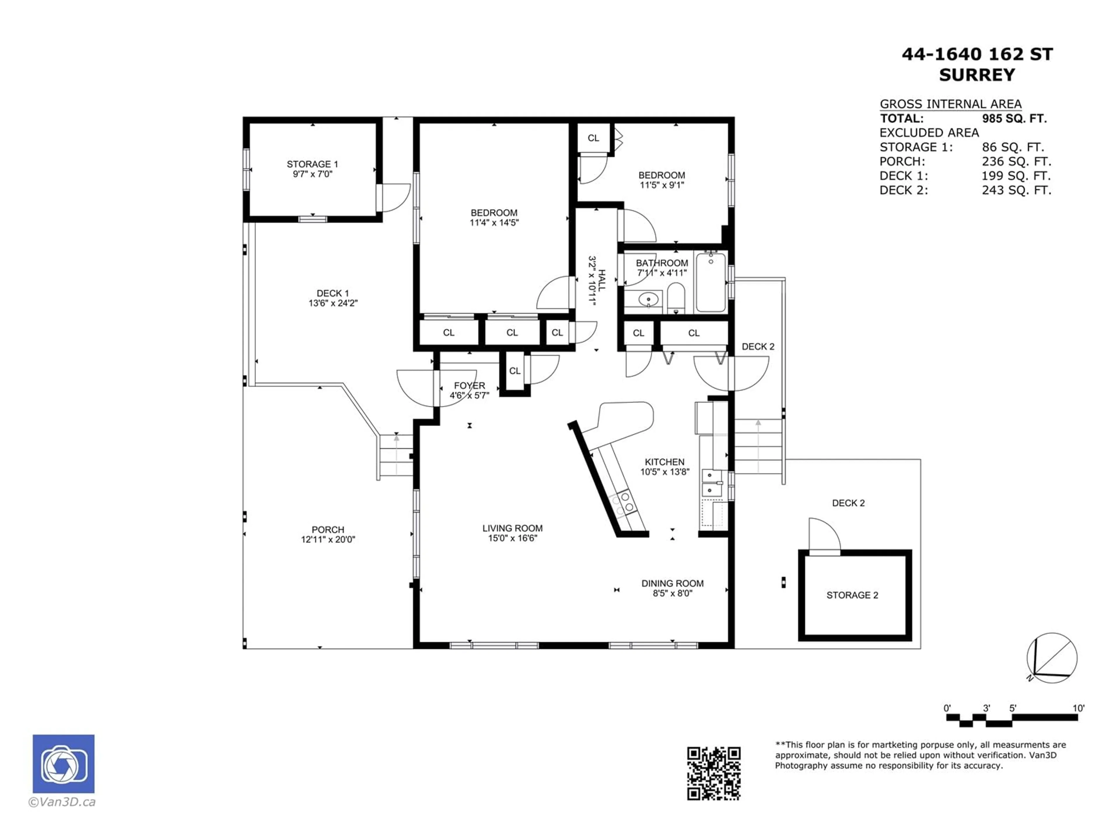 Floor plan for 44 1640 162 STREET, Surrey British Columbia V4A6Y9