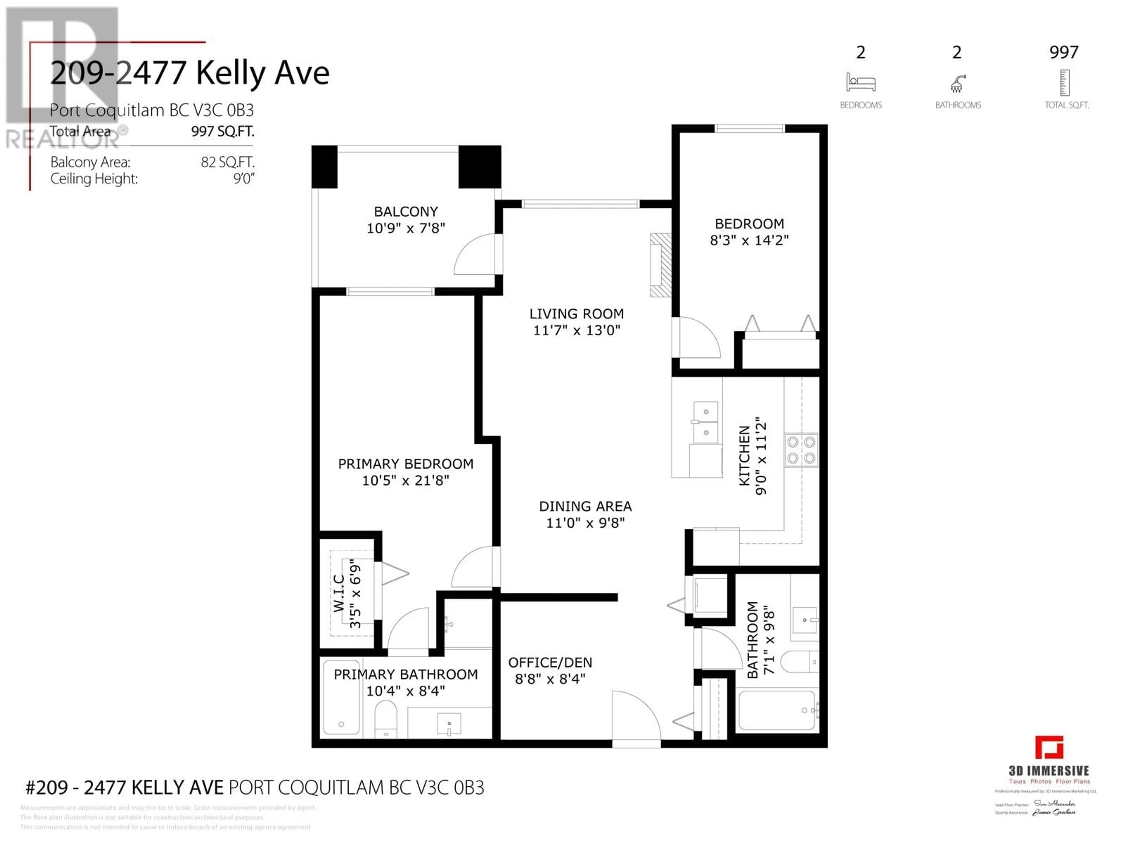 Floor plan for 209 2477 KELLY AVENUE, Port Coquitlam British Columbia V3C0B3