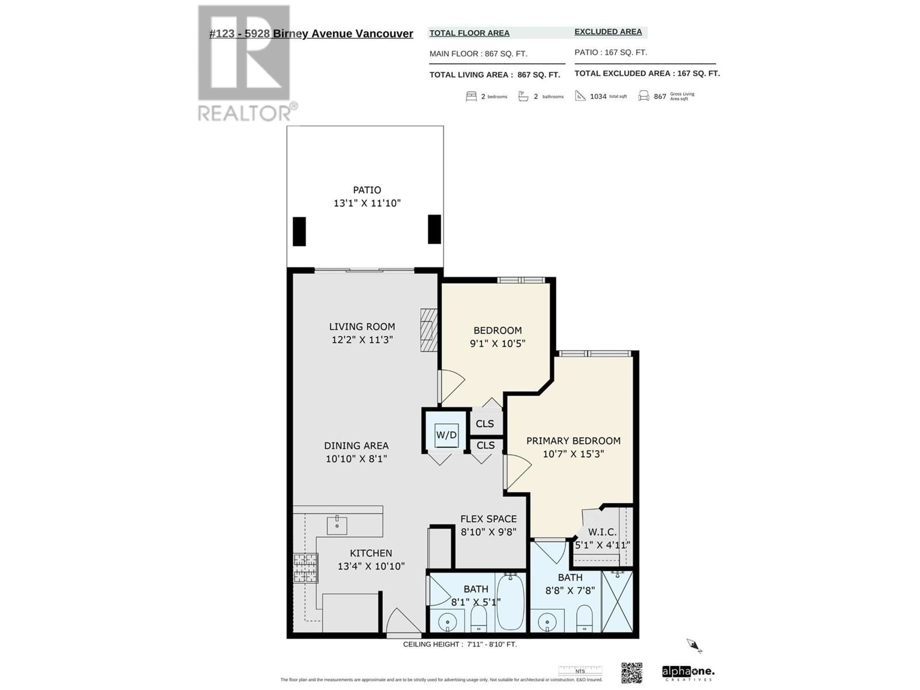 Floor plan for 123 5928 BIRNEY AVENUE, Vancouver British Columbia V6S0B5