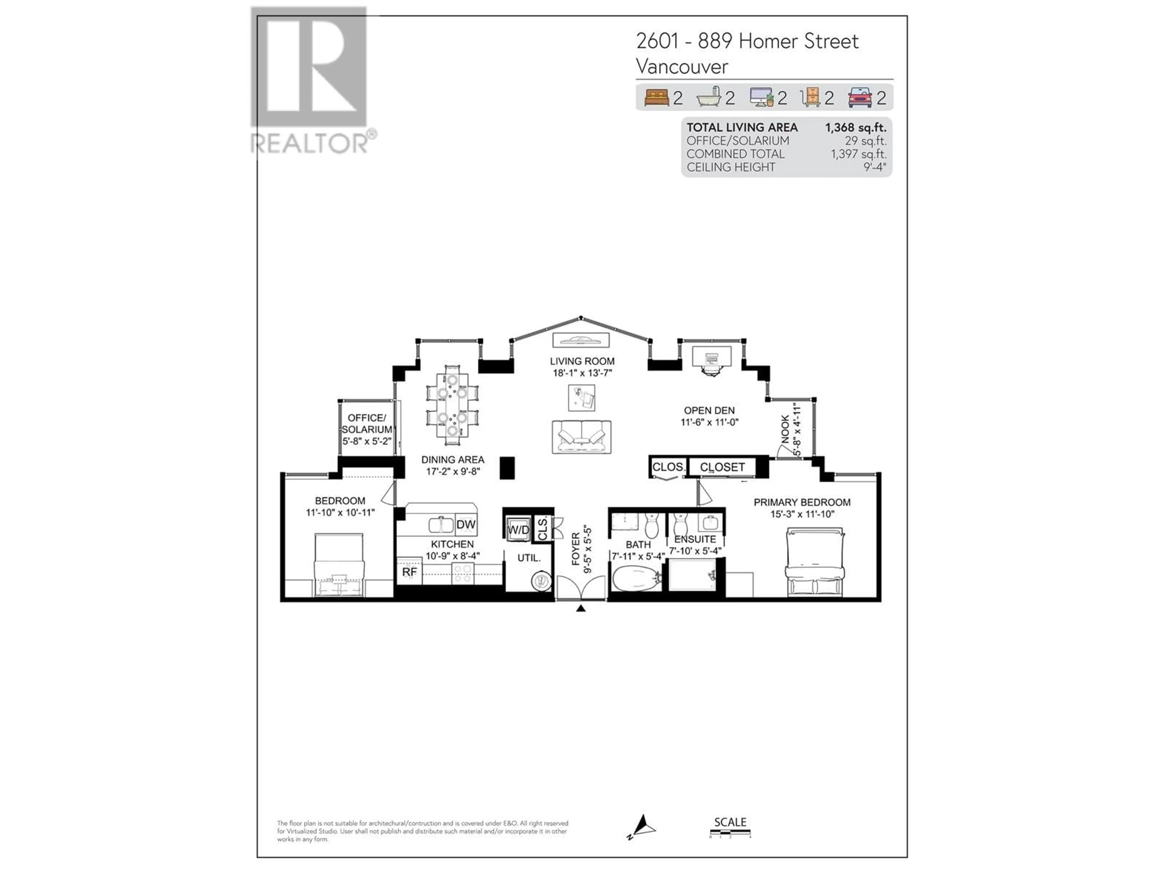 Floor plan for 2601 889 HOMER STREET, Vancouver British Columbia V6B5S3