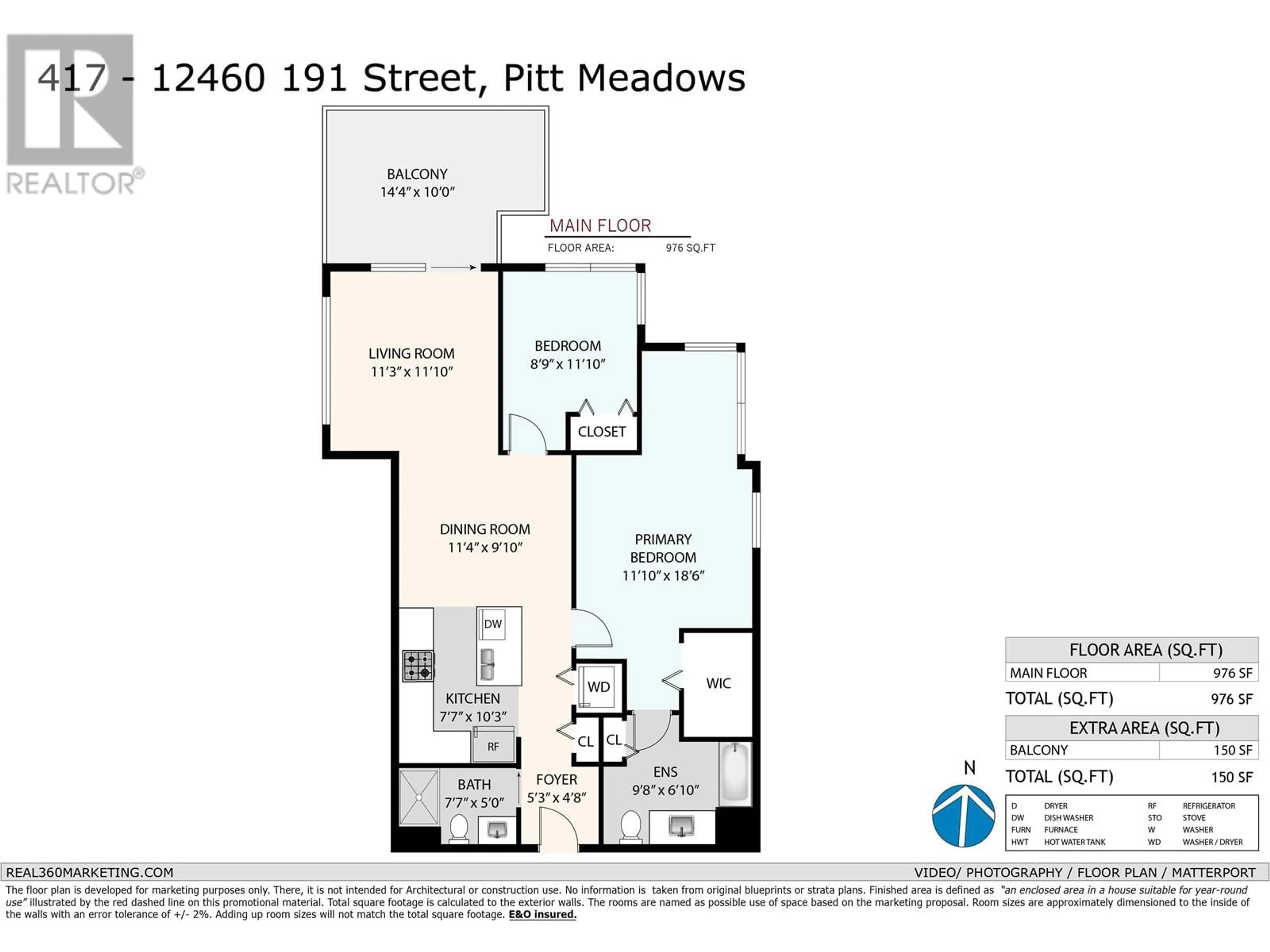 Floor plan for 417 12460 191 STREET, Pitt Meadows British Columbia V3Y2J2