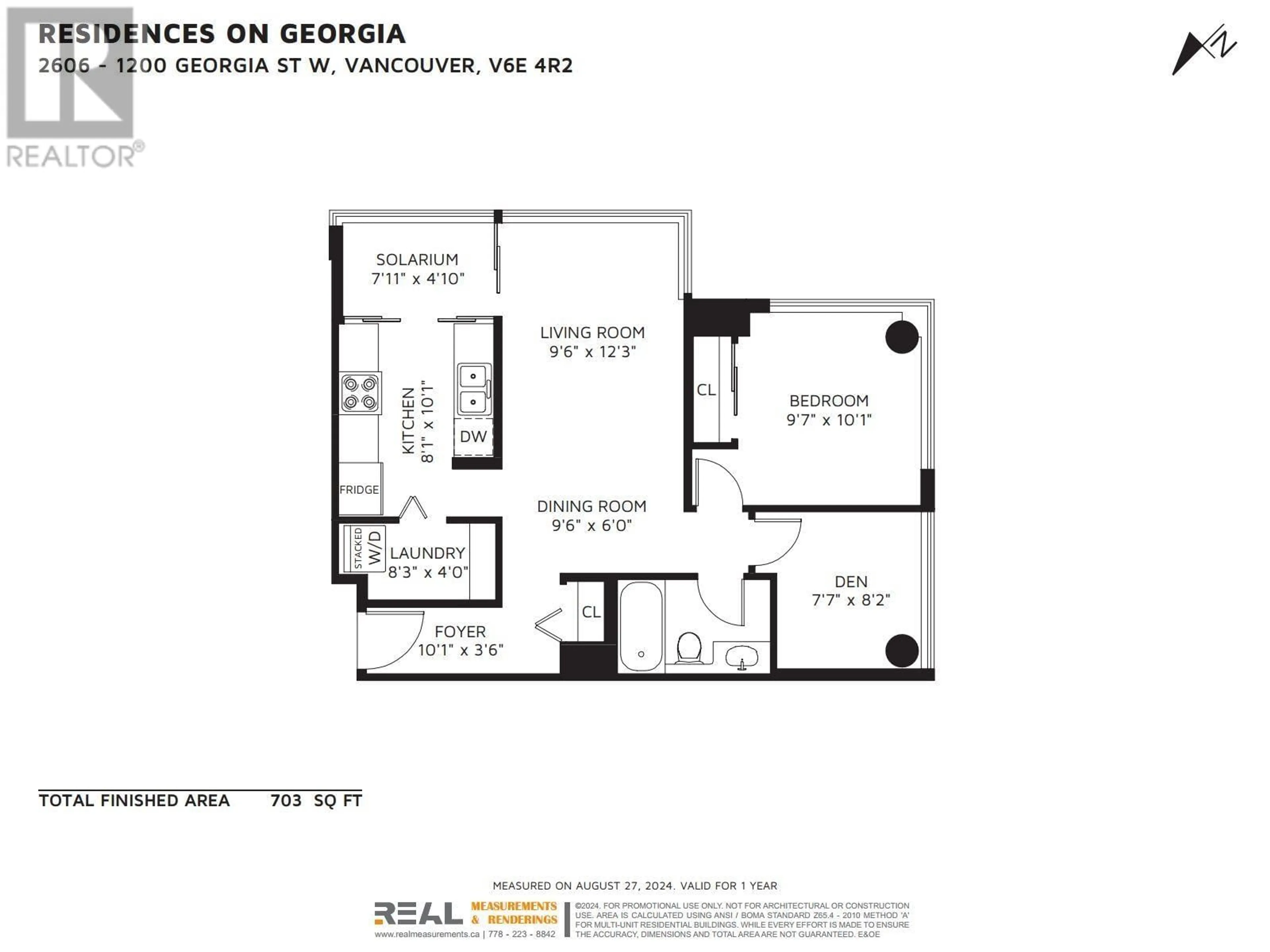 Floor plan for 2606 1200 W GEORGIA STREET, Vancouver British Columbia V6E4R2