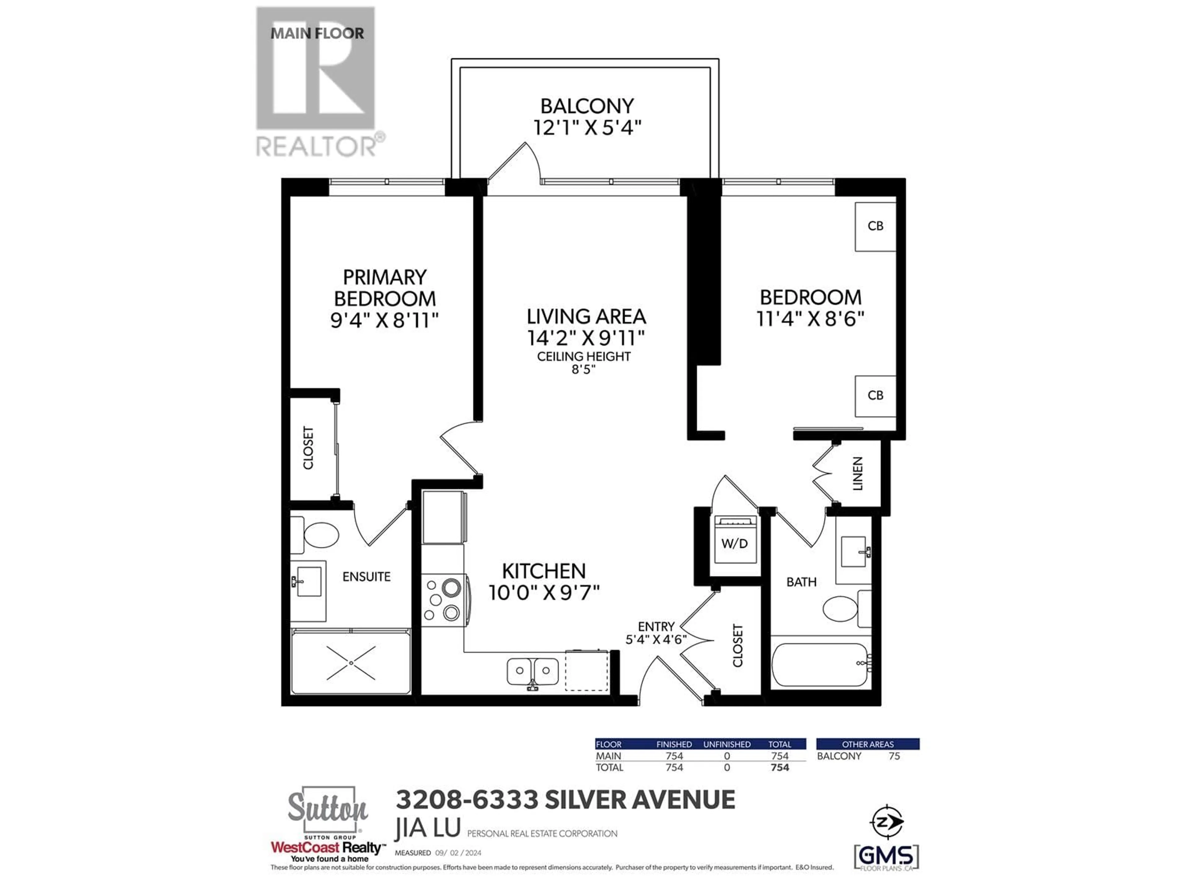 Floor plan for 3208 6333 SILVER AVENUE, Burnaby British Columbia V6X2B9