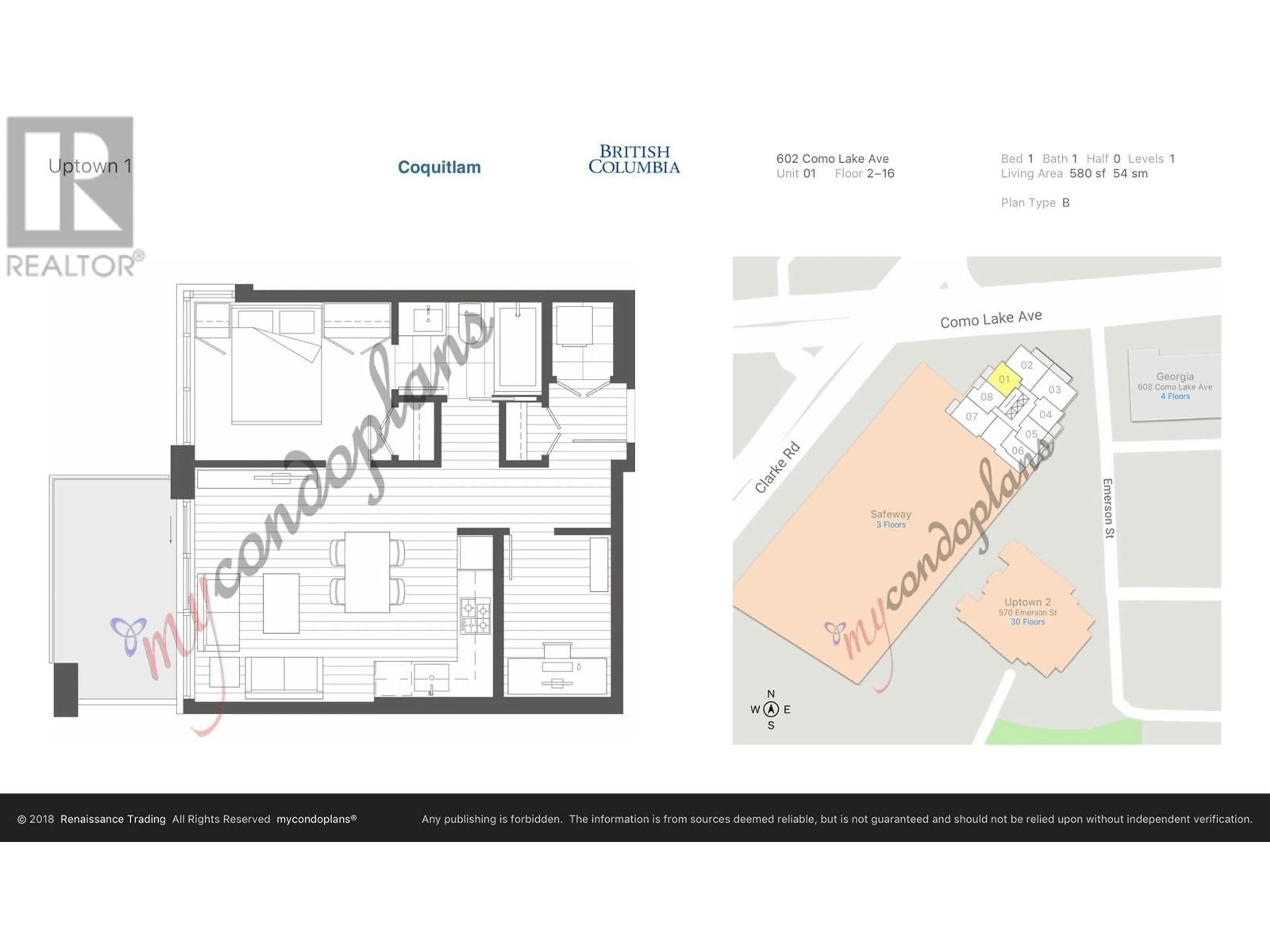 Floor plan for 1201 602 COMO LAKE AVENUE, Coquitlam British Columbia V3J0G2