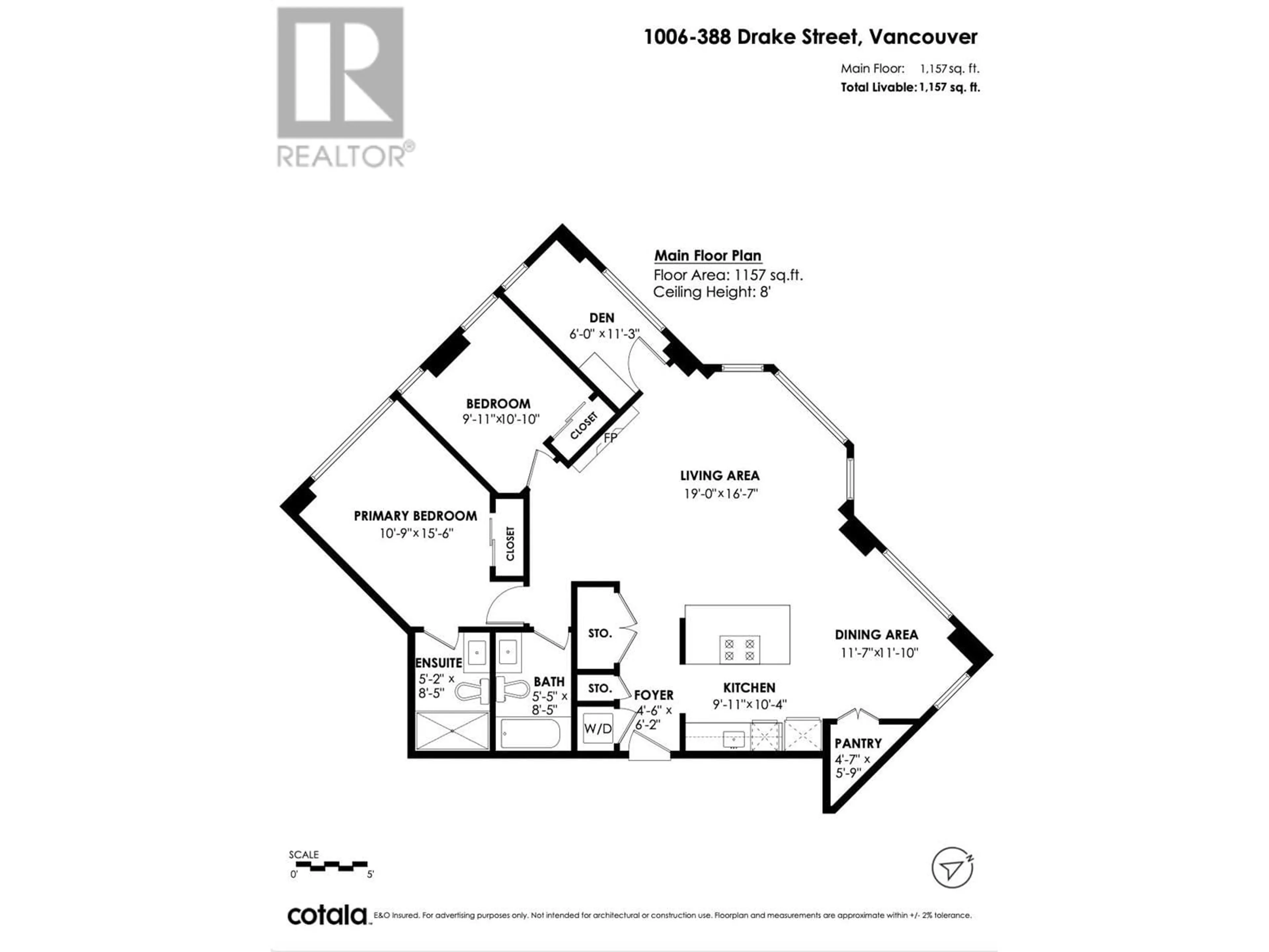 Floor plan for 1006 388 DRAKE STREET, Vancouver British Columbia V6B6A8