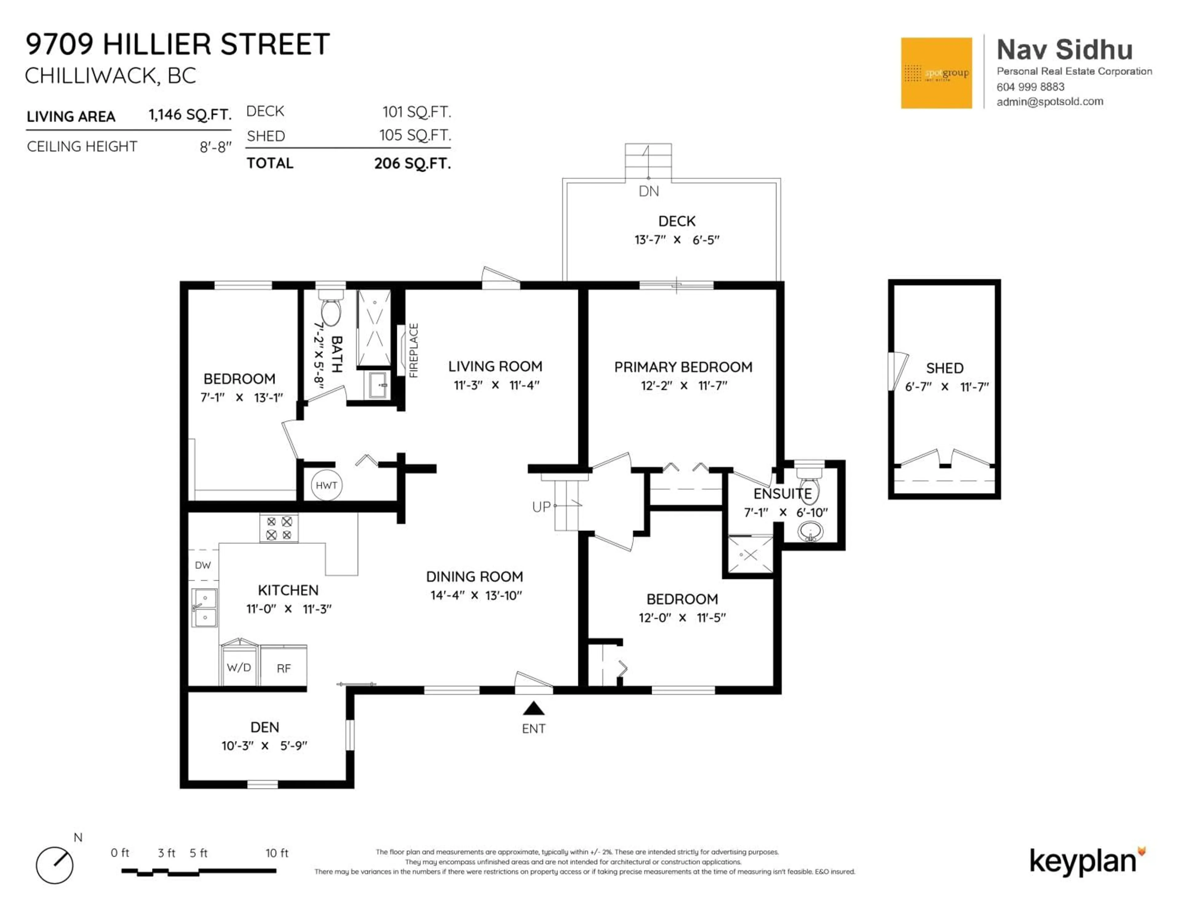 Floor plan for 9709 HILLIER STREET, Chilliwack British Columbia V2P4K2