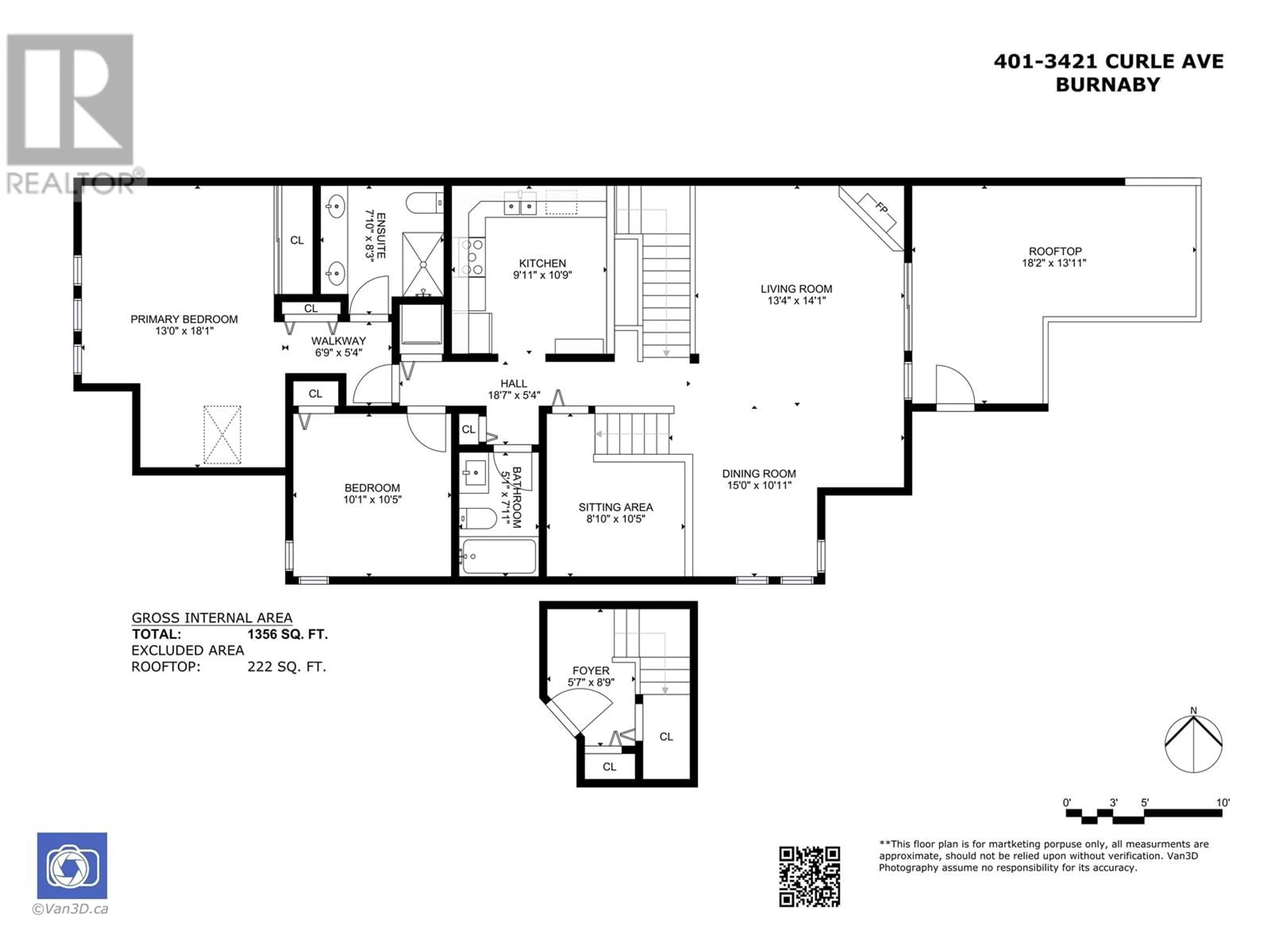 Floor plan for 401 3421 CURLE AVENUE, Burnaby British Columbia V5G4P4