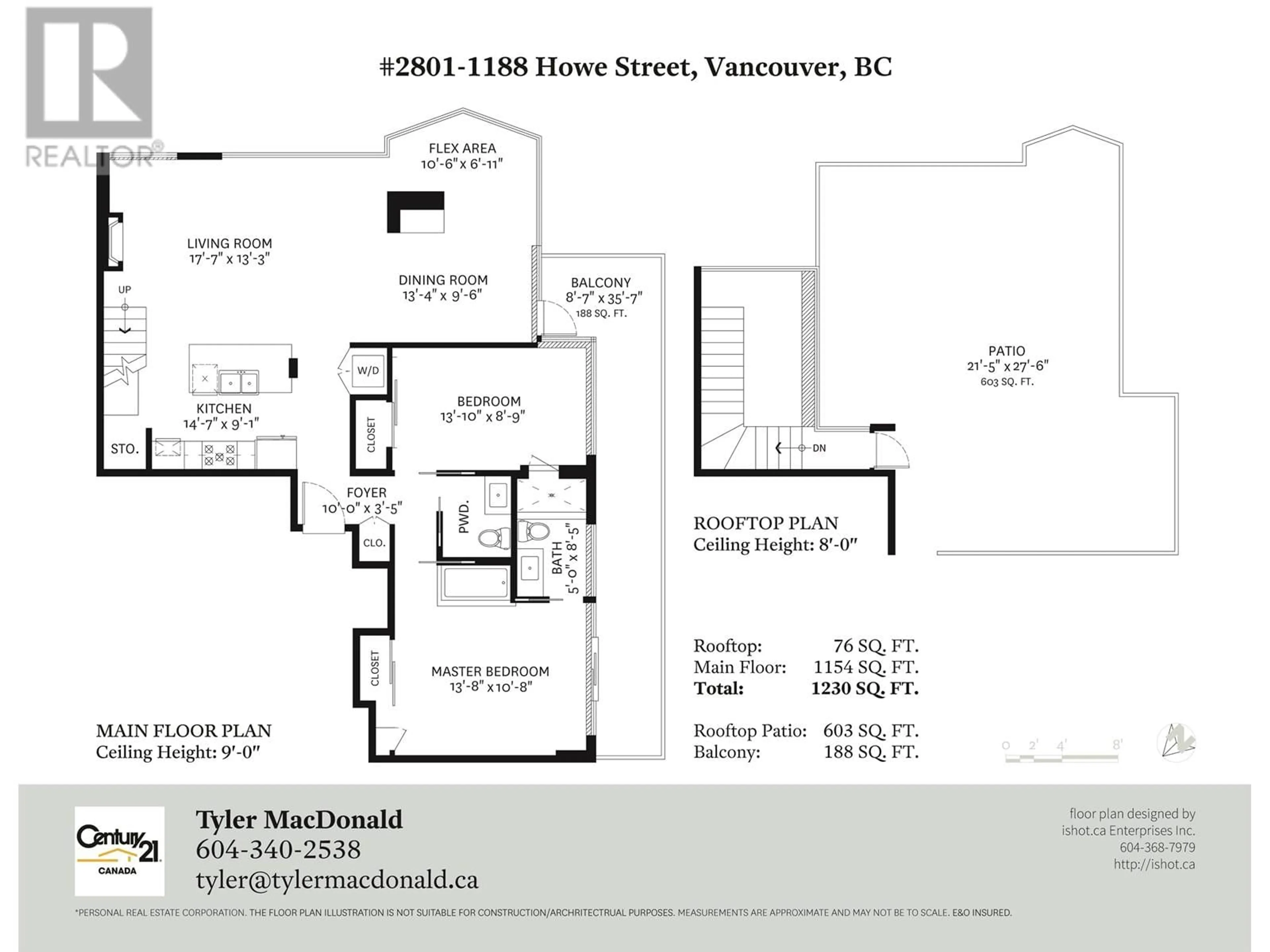 Floor plan for 2801 - 1188 HOWE STREET, Vancouver British Columbia V6Z2S8