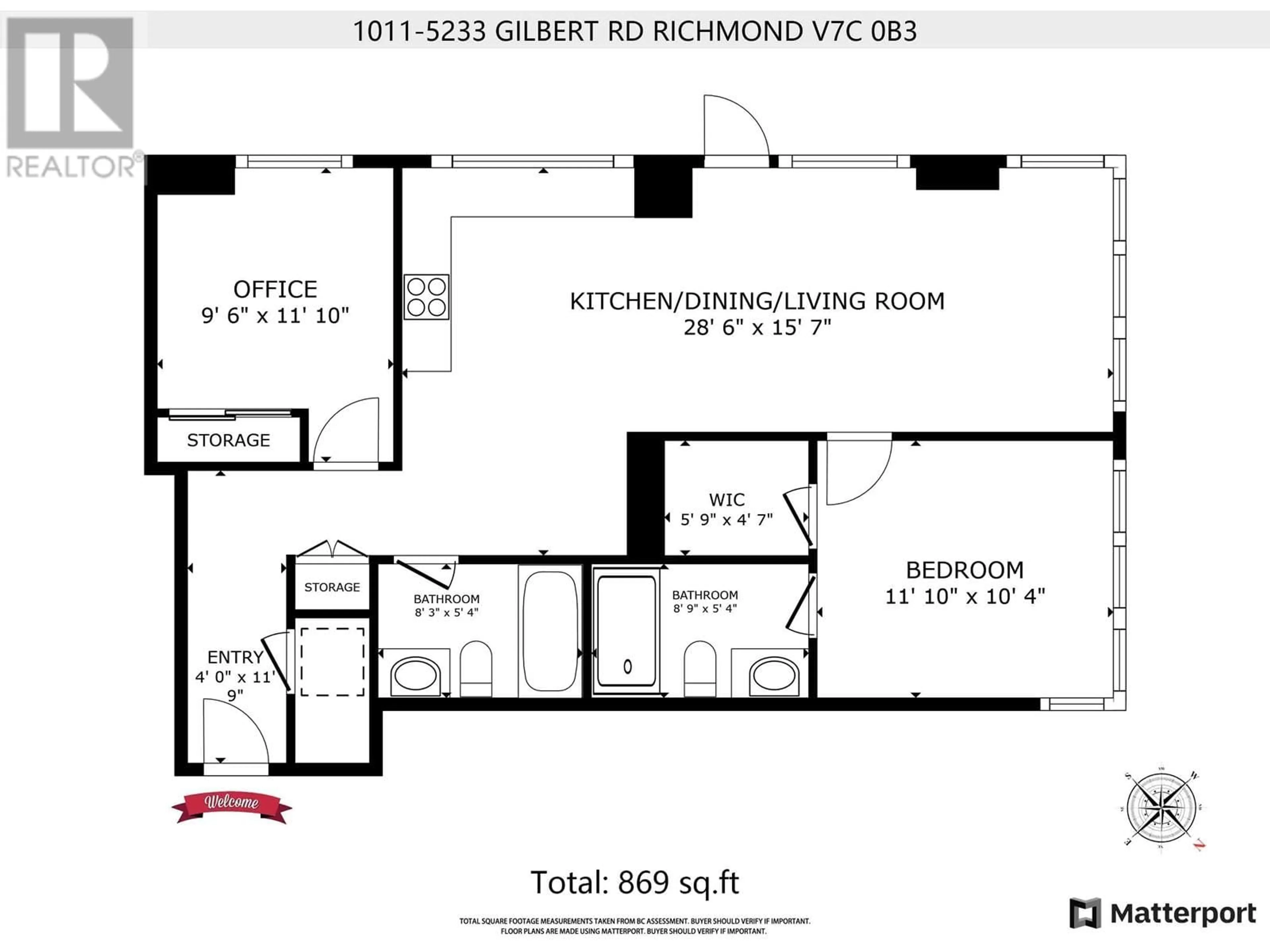 Floor plan for 1011 5233 GILBERT ROAD, Richmond British Columbia V7C0B3