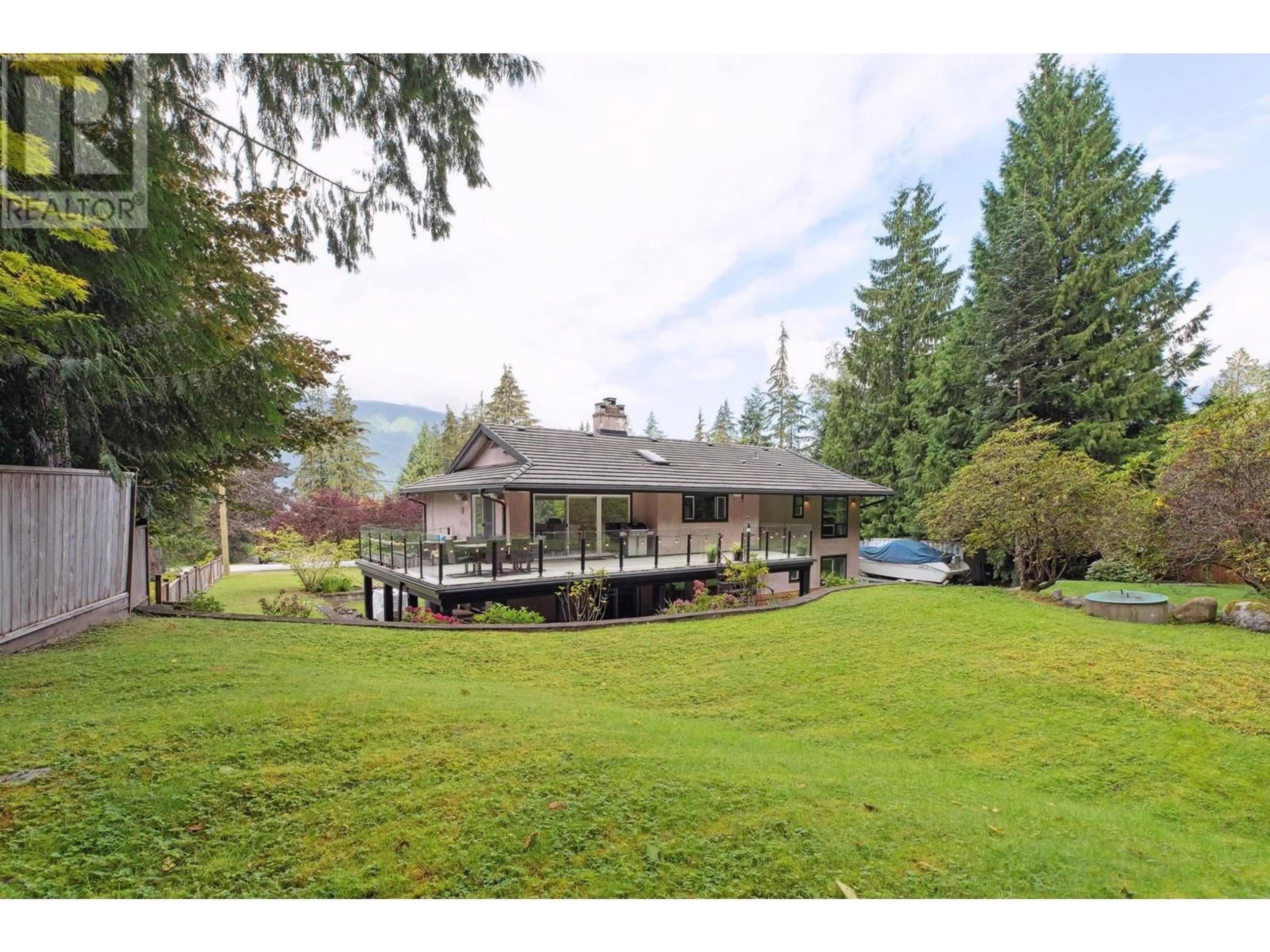 Frontside or backside of a home, the fenced backyard for 3580 MAIN AVENUE, Belcarra British Columbia V3H4R3