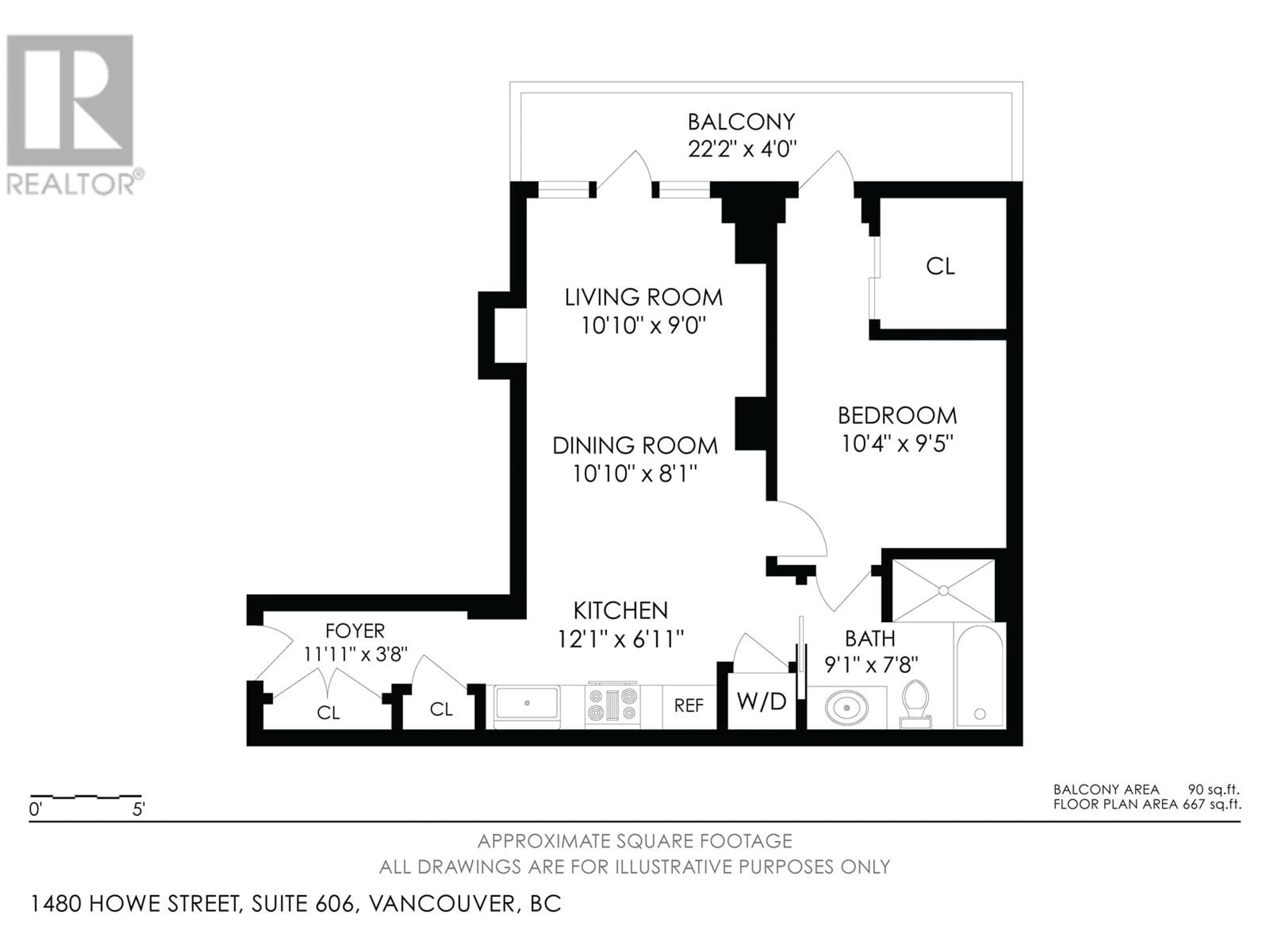 Floor plan for 606 1480 HOWE STREET, Vancouver British Columbia V6Z0G5