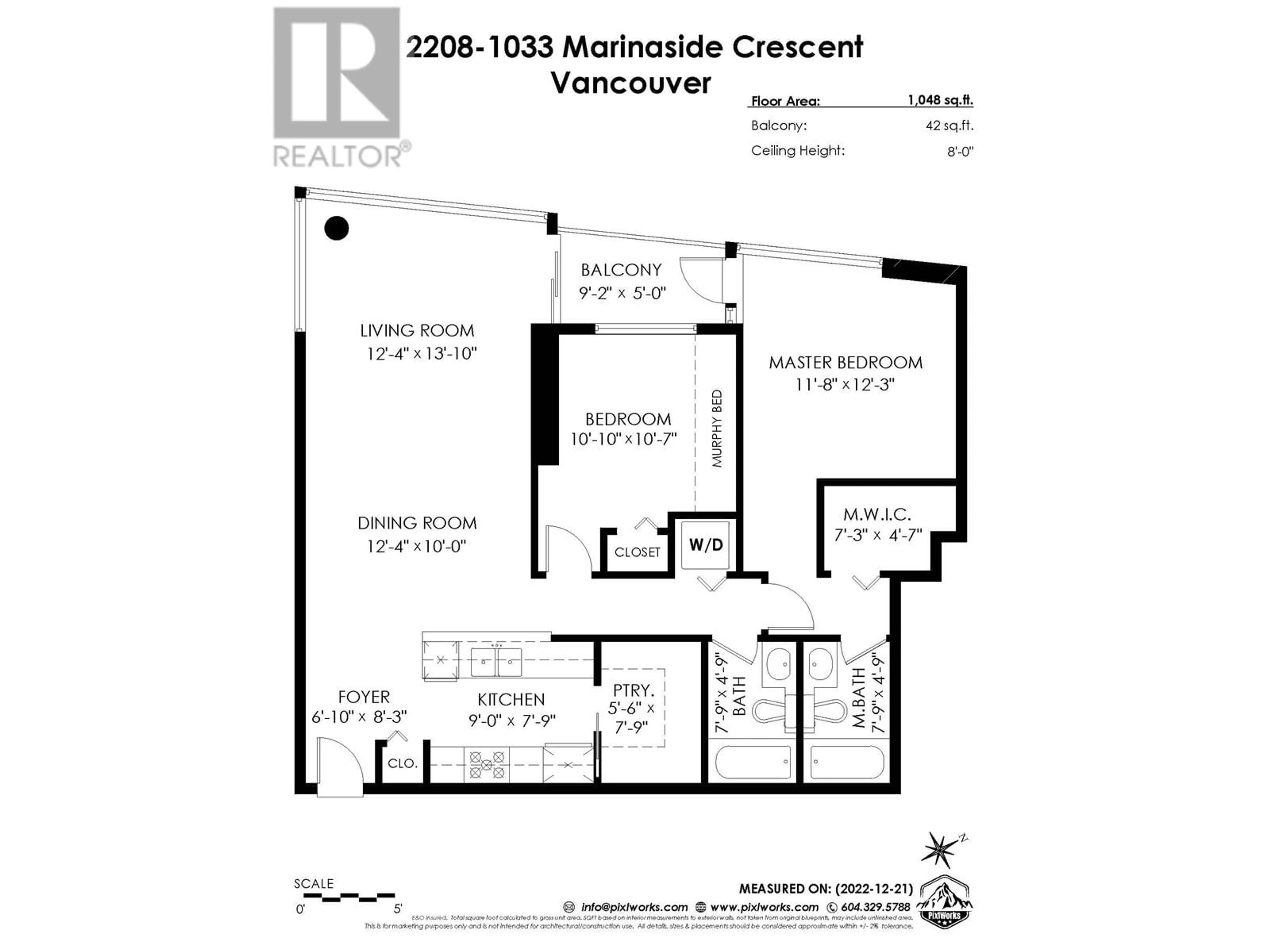 Floor plan for 2208 1033 MARINASIDE CRESCENT, Vancouver British Columbia V6Z3A3