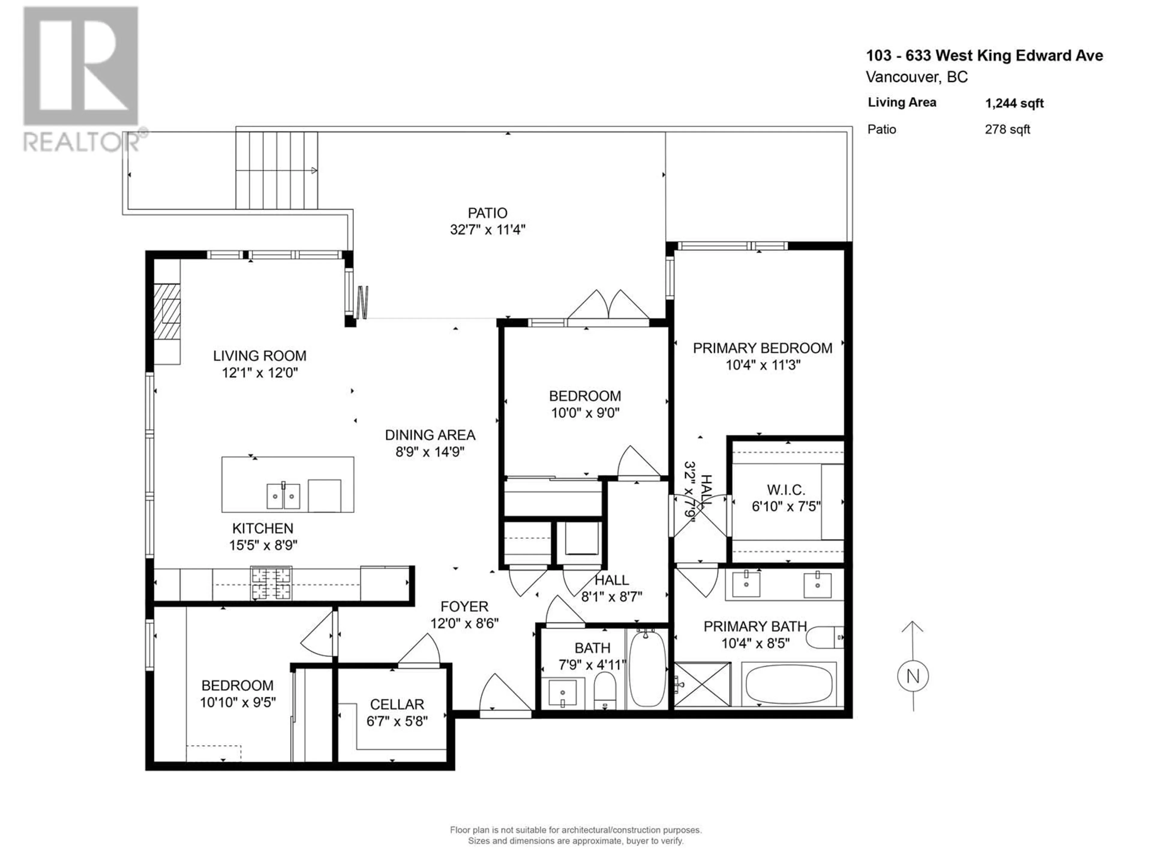 Floor plan for 103 633 W KING EDWARD AVENUE, Vancouver British Columbia V5Z2C6